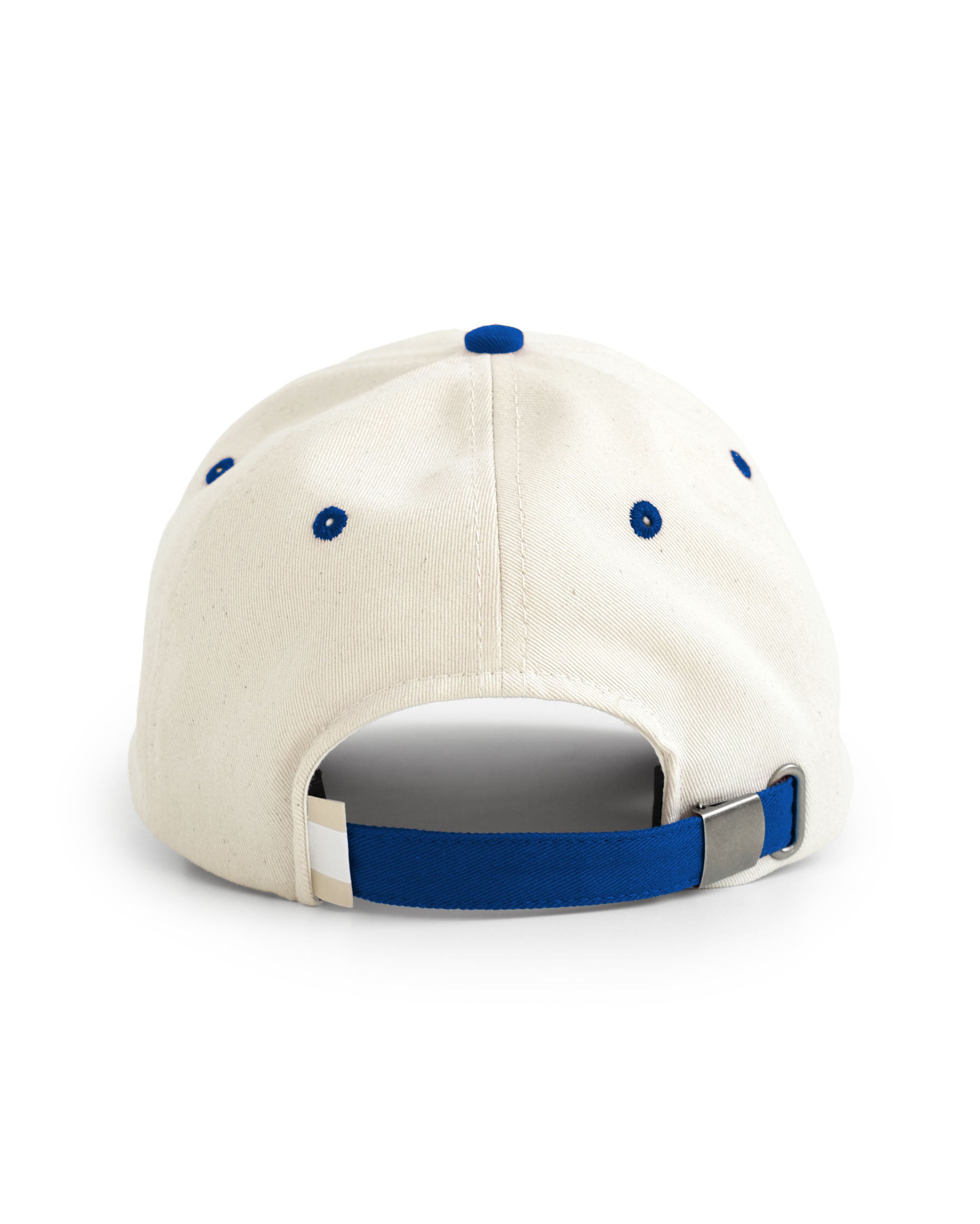 Made in Canada 100% Cotton Country Club Baseball Hat Natural Royal Blue - Province of Canada