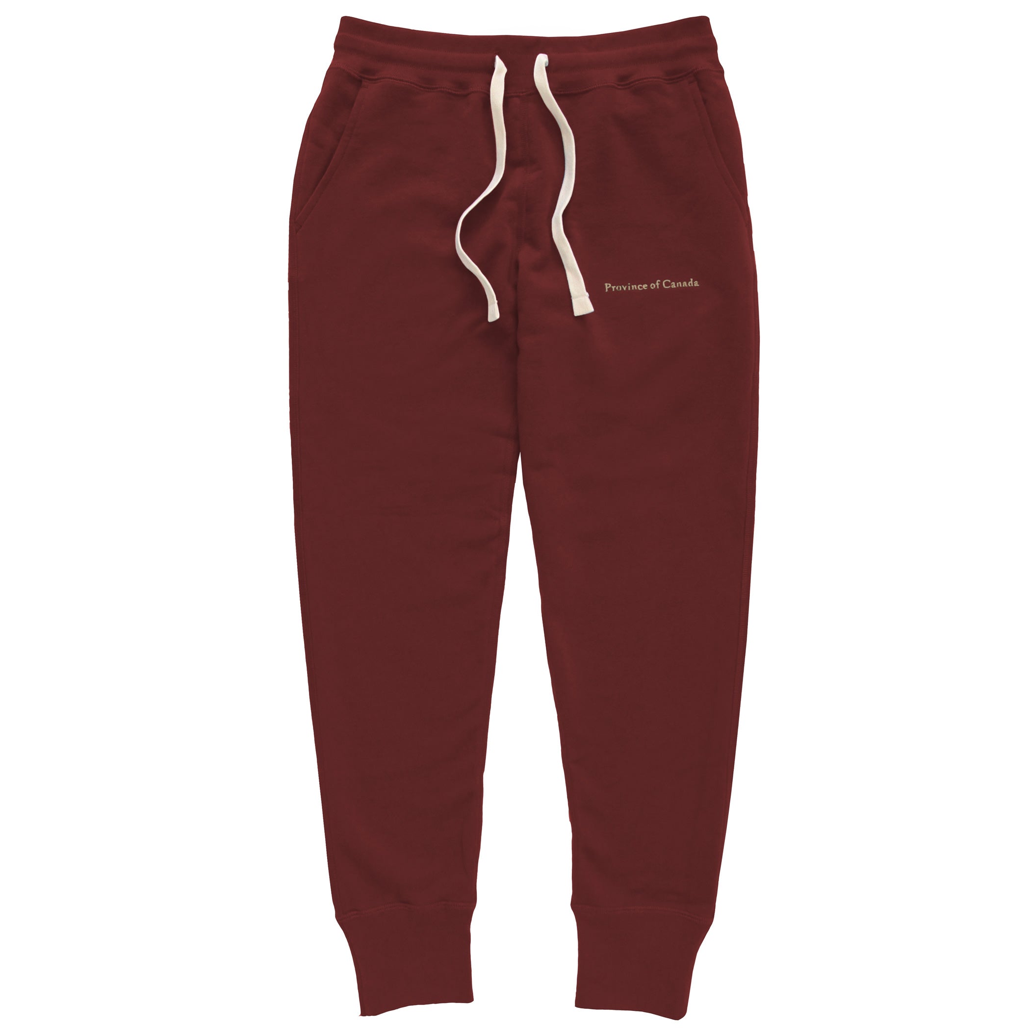 Made in Canada 100% Cotton Skinny French Terry Sweatpant Burgundy - Unisex - Province of Canada