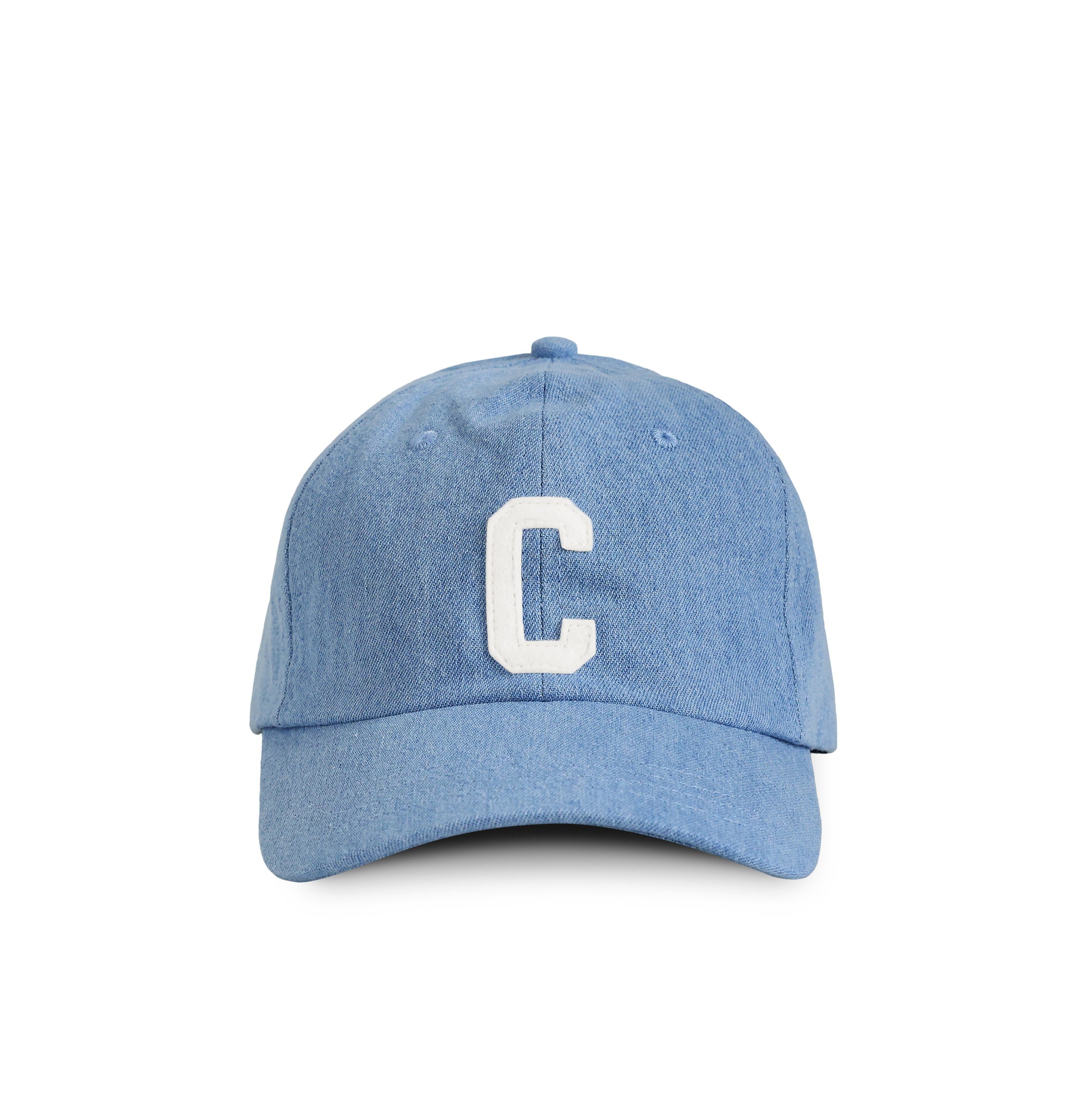 Made in Canada 100% Cotton Kids Letter C Baseball Hat Light Blue Denim - Province of Canada
