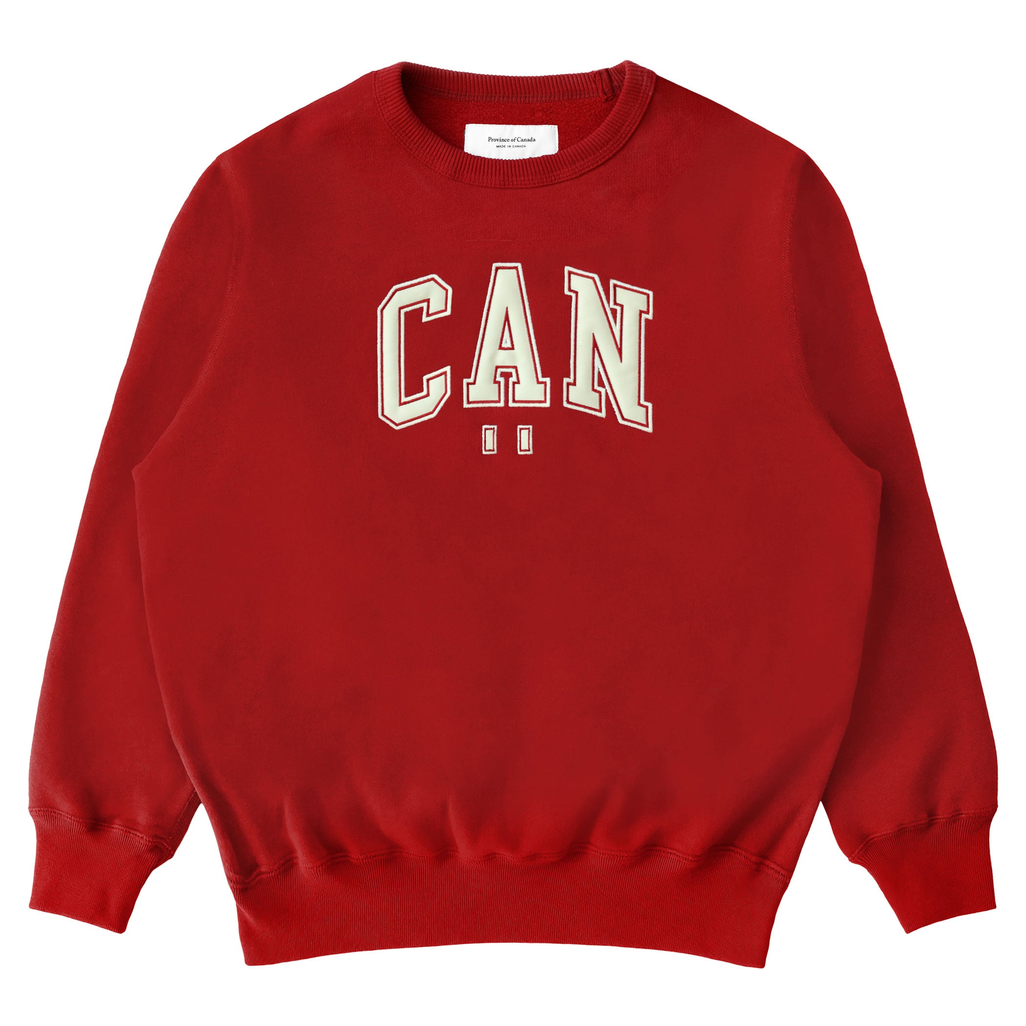100% Cotton Fleece CAN Sweatshirt Red - Unisex - Province of Canada