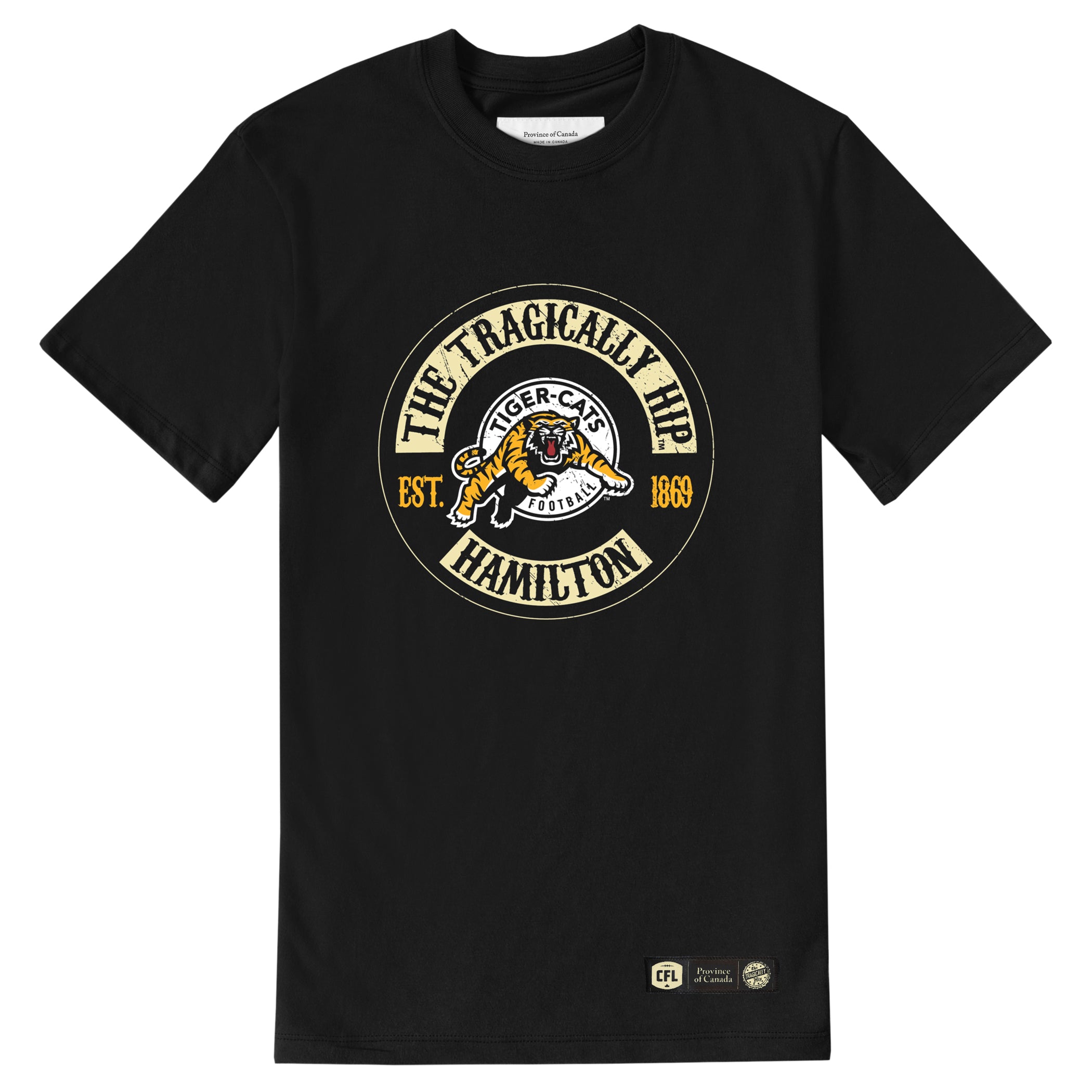 Made in Canada Hamilton Tiger-Cats CFL x The Tragically Hip Tee - Unisex - Province of Canada