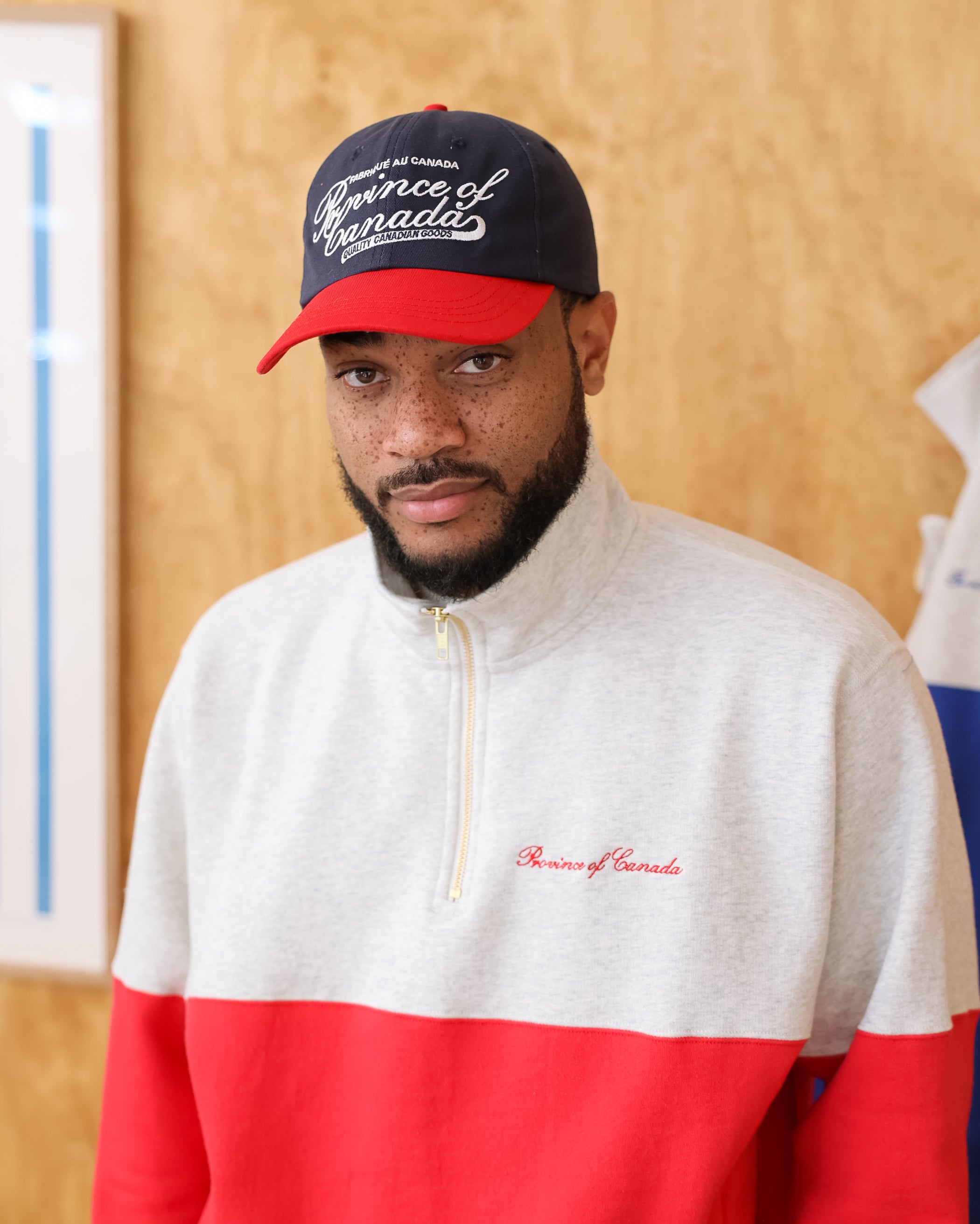 Made in Canada Script Logo Baseball Hat Navy Red - Province of Canada