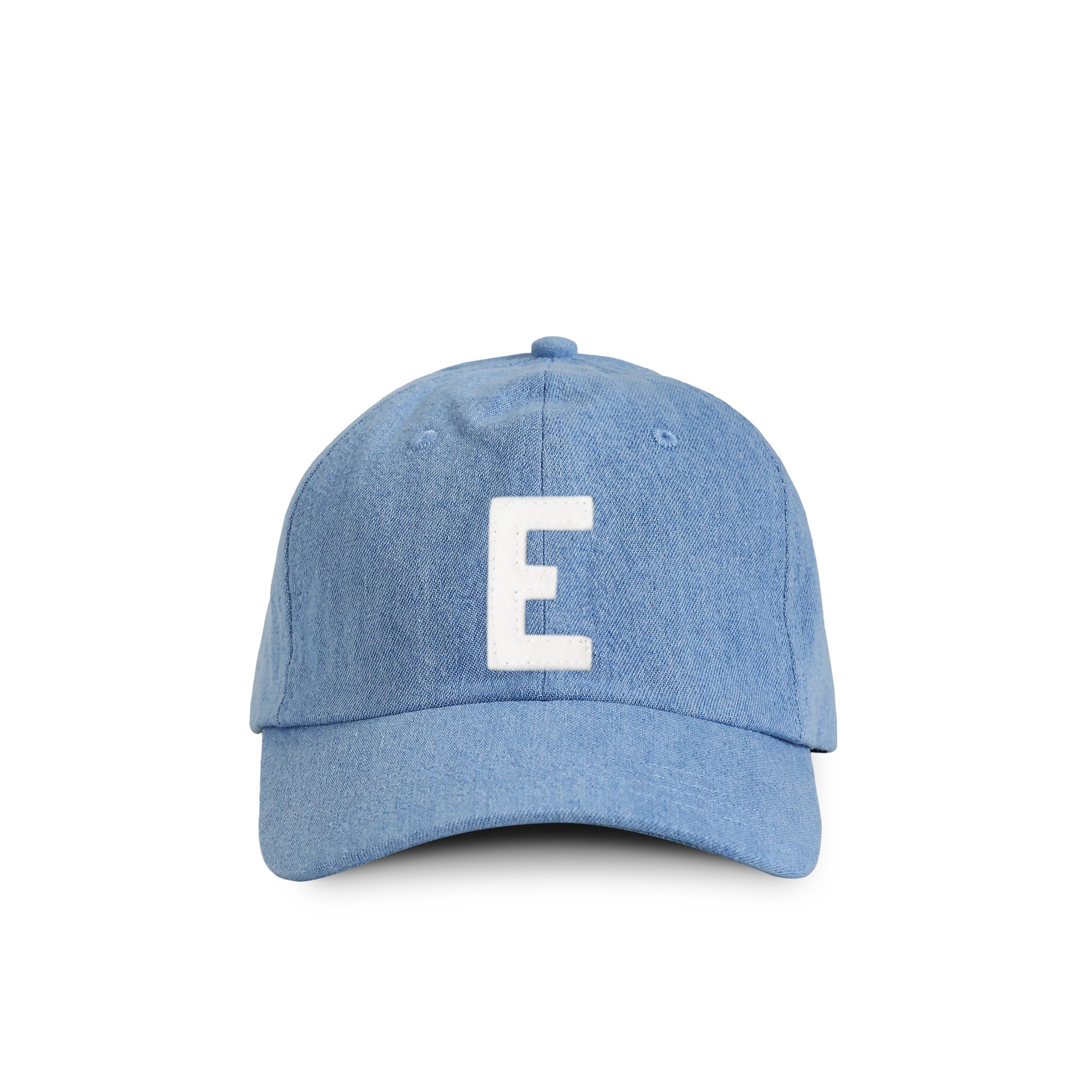 Made in Canada 100% Cotton Kids Letter E Baseball Hat Light Blue Denim - Province of Canada