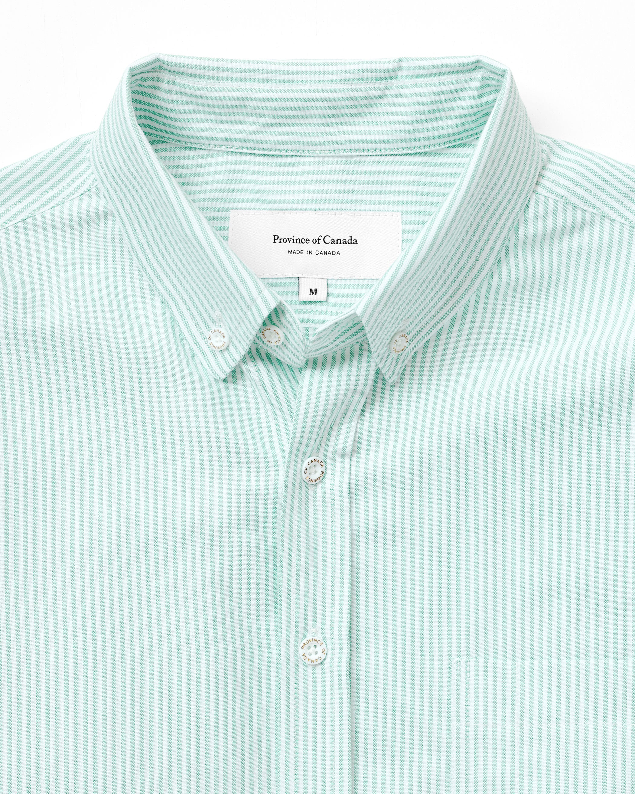 Made in Canada 100% Cotton Oxford Stripe Button Down Shirt Green - Unisex - Province of Canada