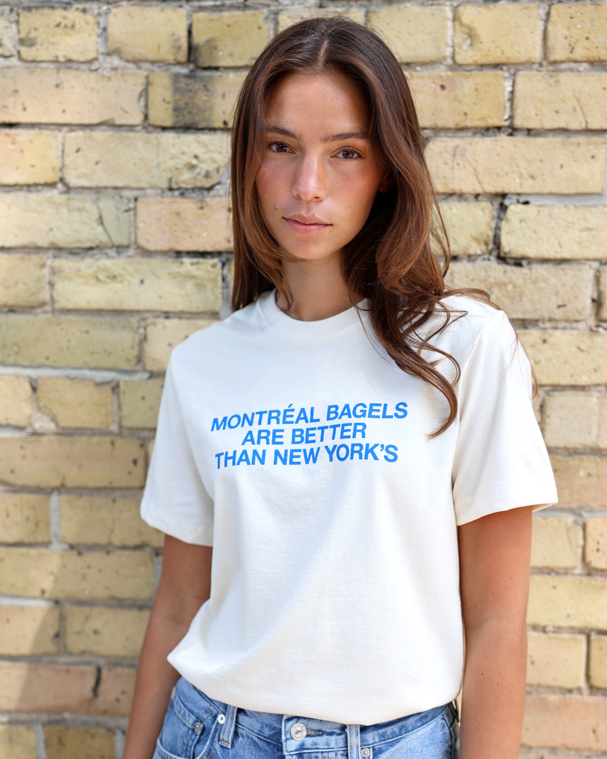 Made in Canada 100% Organic Cotton Montreal Bagels Tee Natural - Unisex - Province of Canada