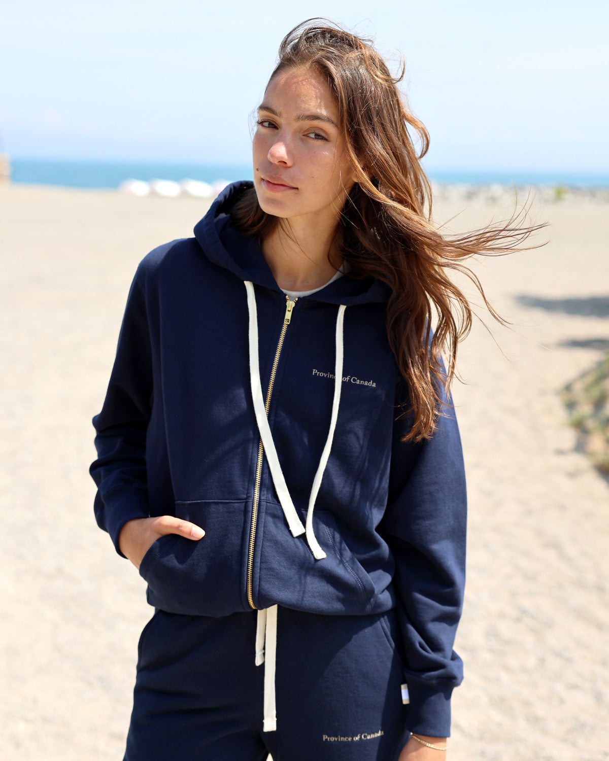 Made in Canada 100% Cotton French Terry Zip Hoodie Navy Blue - Unisex - Province of Canada