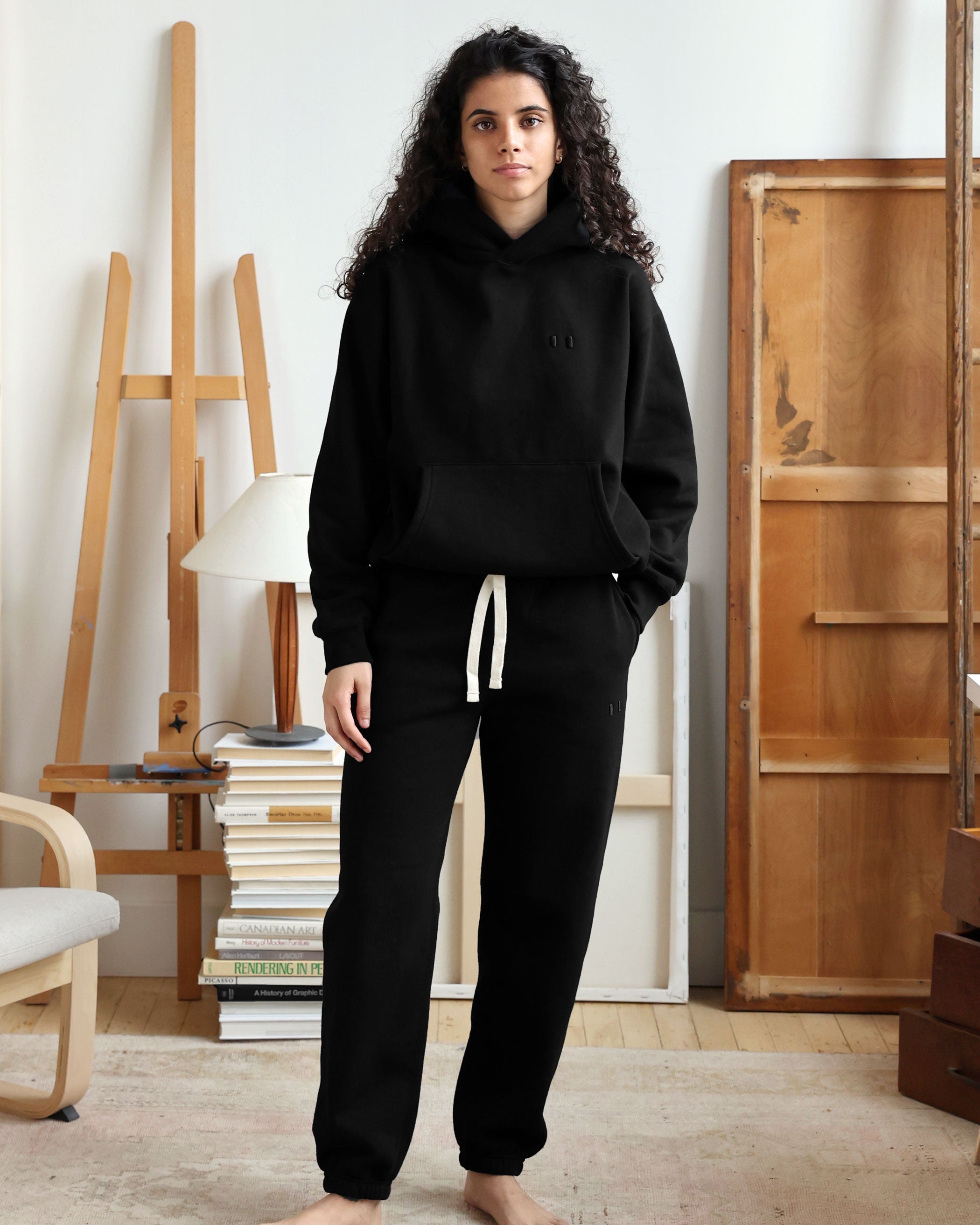 Made in Canada Flag Fleece Sweatpant Black Unisex - Province of Canada