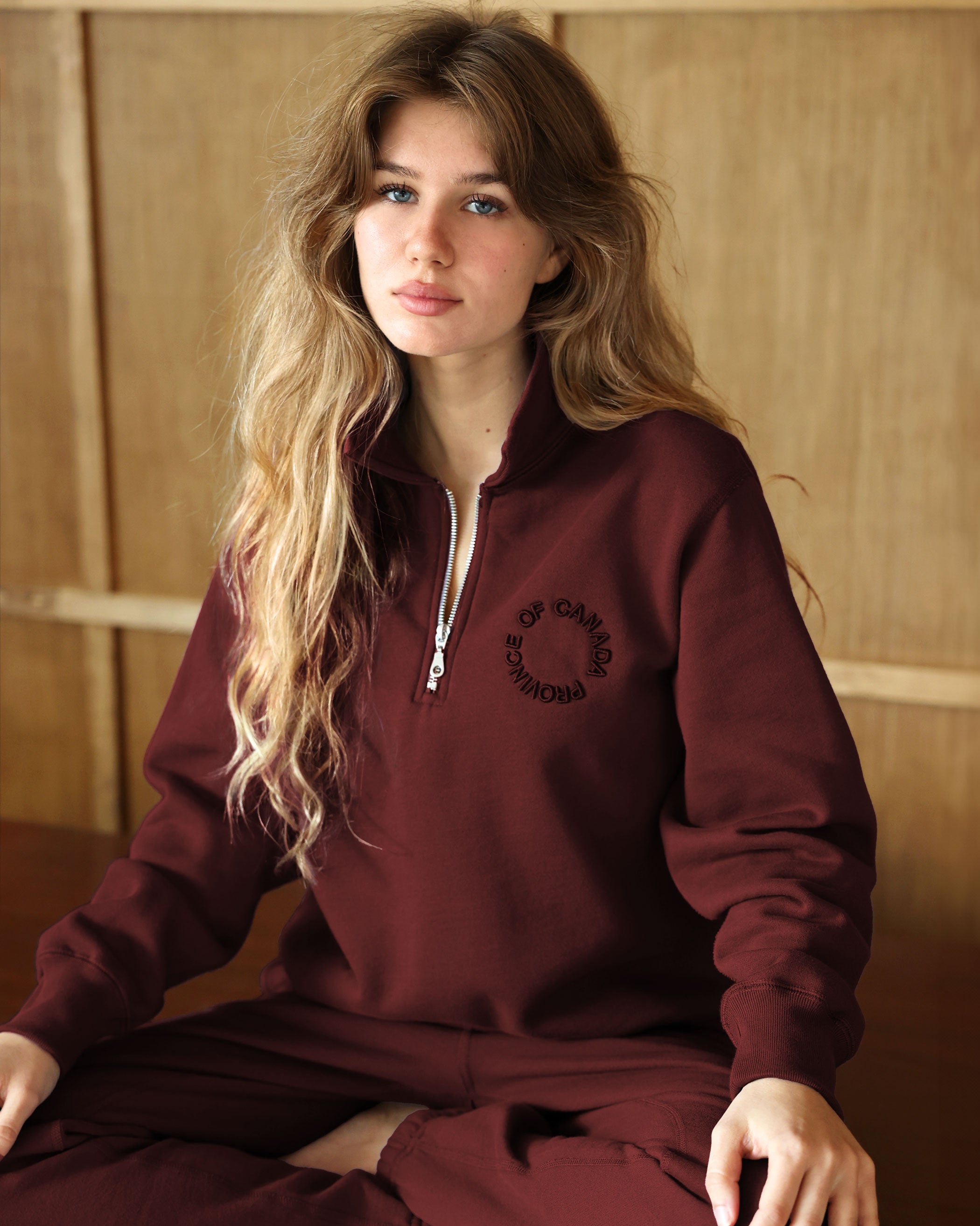 Made in Canada Half Zip Fleece Sweatshirt Red Unisex - Province of Canada