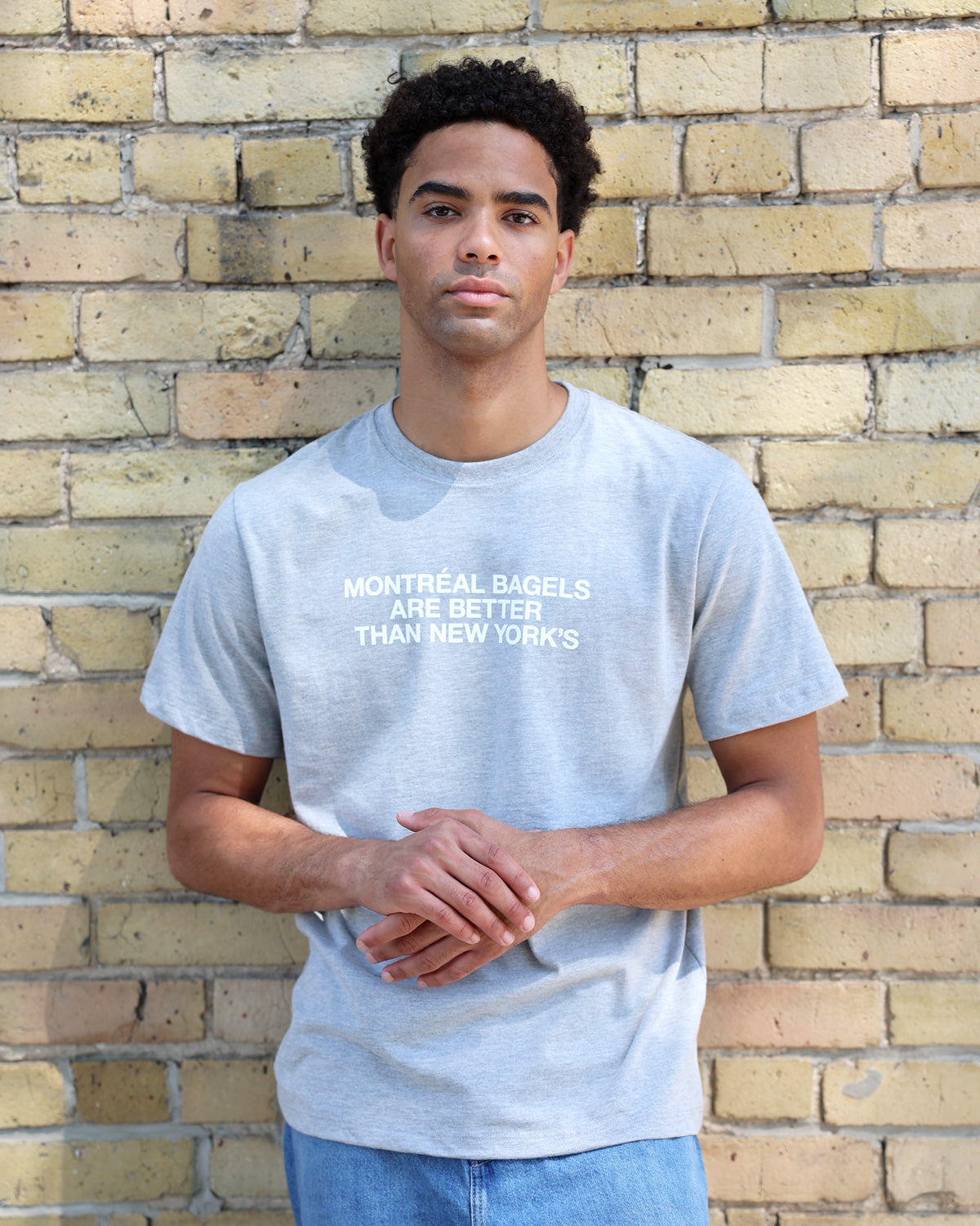 Made in Canada 100% Organic Cotton Montreal Bagels Tee Heather Grey - Unisex - Province of Canada