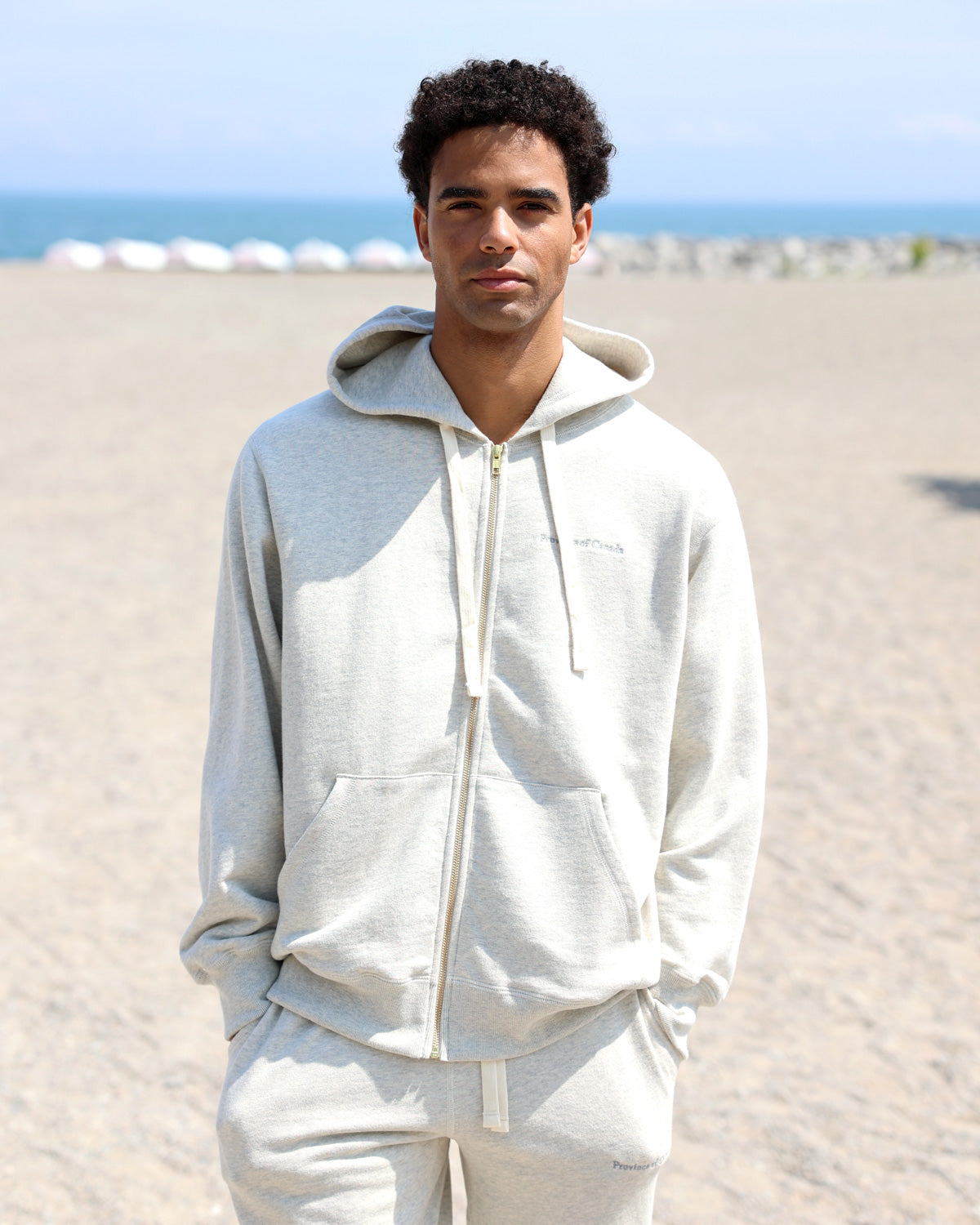 Made in Canada 100% Cotton French Terry Zip Hoodie Eggshell - Unisex - Province of Canada