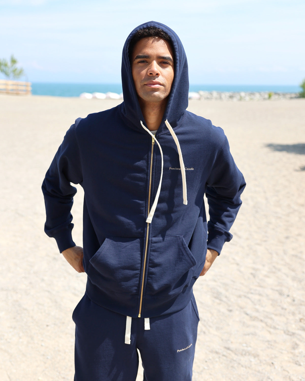 Made in Canada 100% Cotton French Terry Zip Hoodie Navy Blue - Unisex - Province of Canada