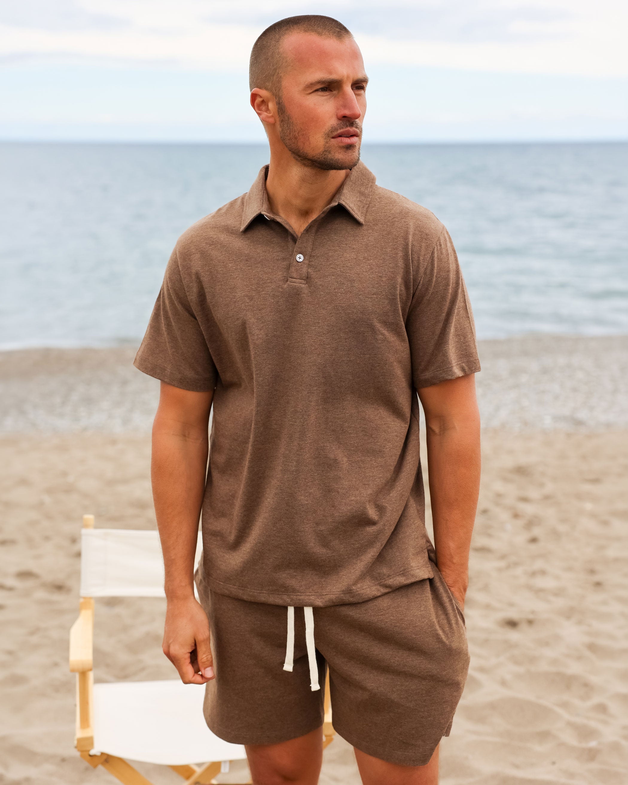 Made in Canada 100% Organic Cotton Weekend Short Heather Brown - Mens - Province of Canada