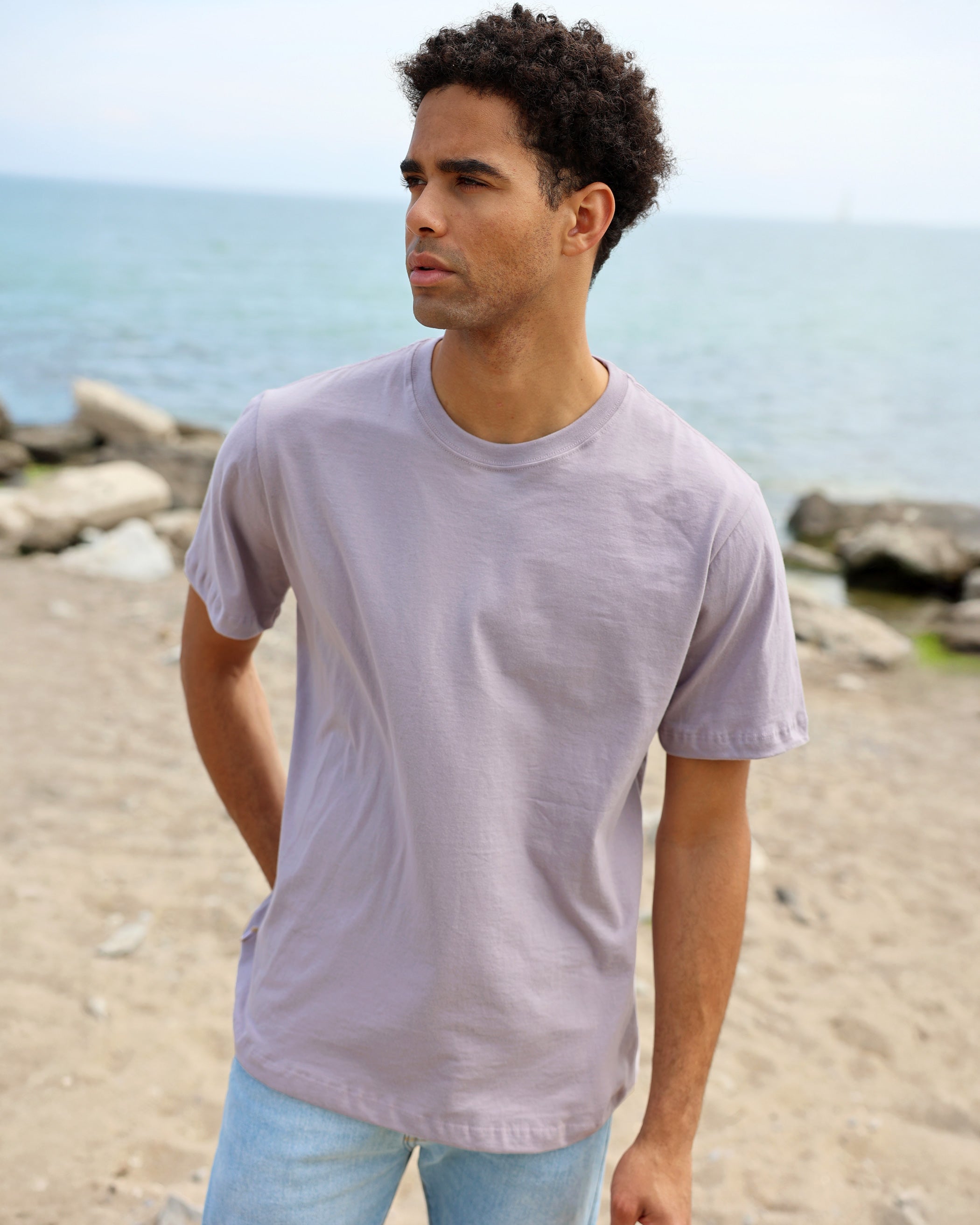 Made in Canada 100% Certified Organic Cotton Monday Tee T-Shirt Mauve Lavender Purple - Province of Canada