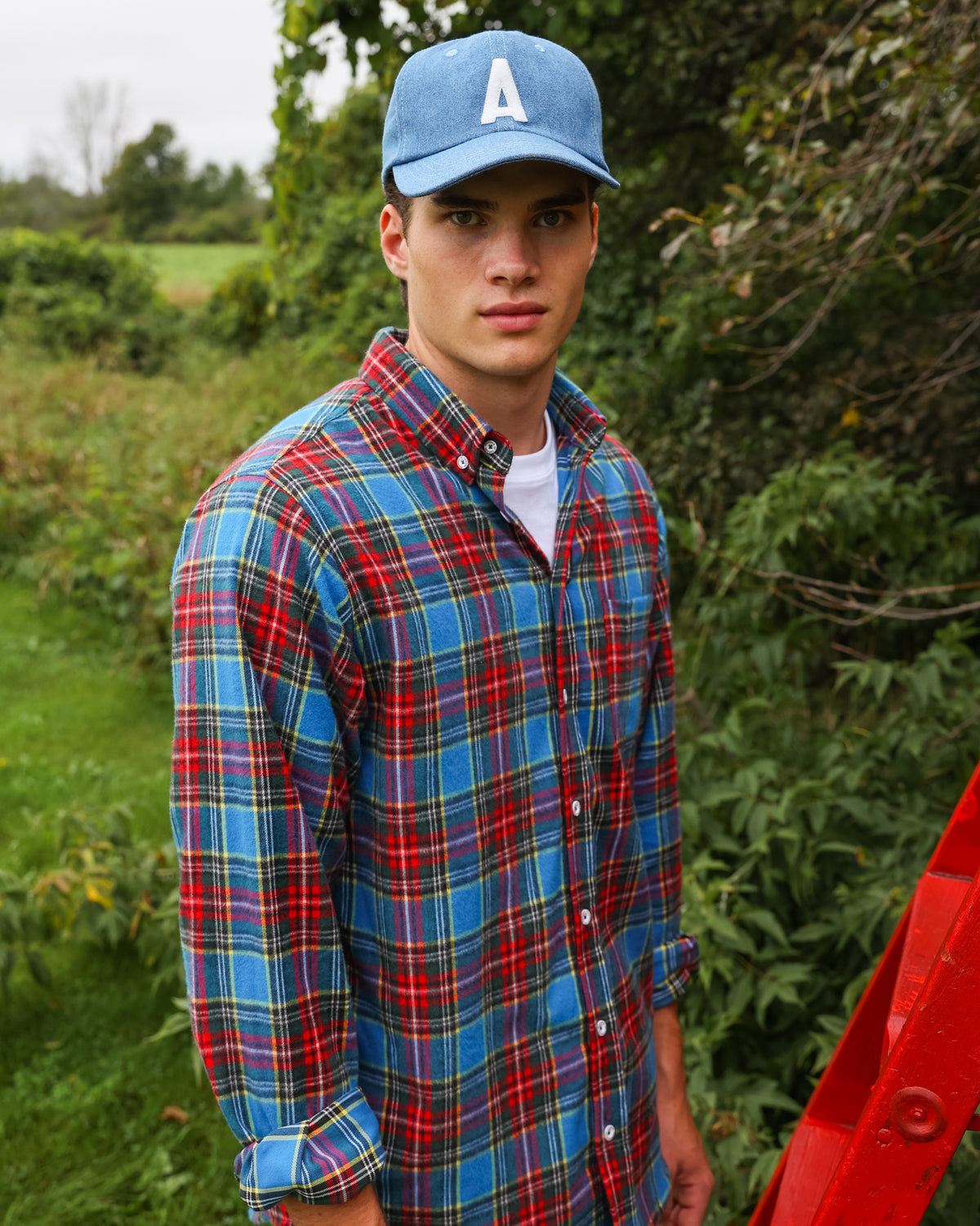 Made in Canada 100% Cotton Juniper Plaid Flannel Shirt Blue Green Red Yellow - Unisex - Province of Canada