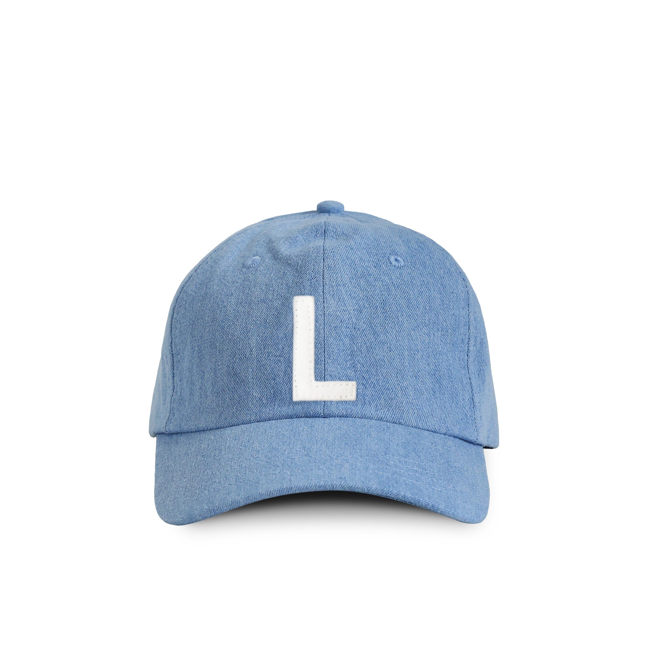Made in Canada 100% Cotton Kids Letter L Baseball Hat Light Blue Denim - Province of Canada