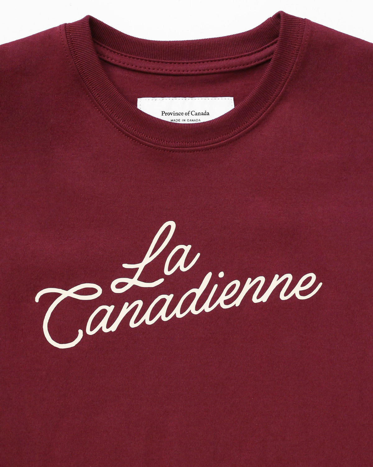 Made in Canada 100% Organic Cotton La Canadienne Womens Tee Shirt Burgundy - Province of Canada