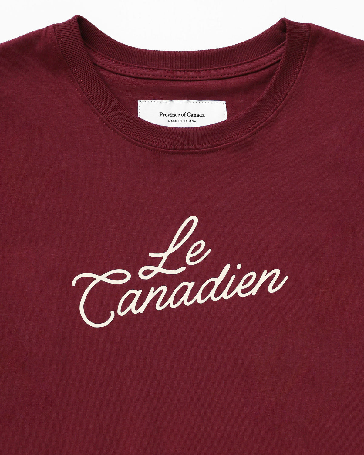 Made in Canada 100% Organic Cotton Le Canadien Mens Long Tee Shirt Burgundy - Province of Canada