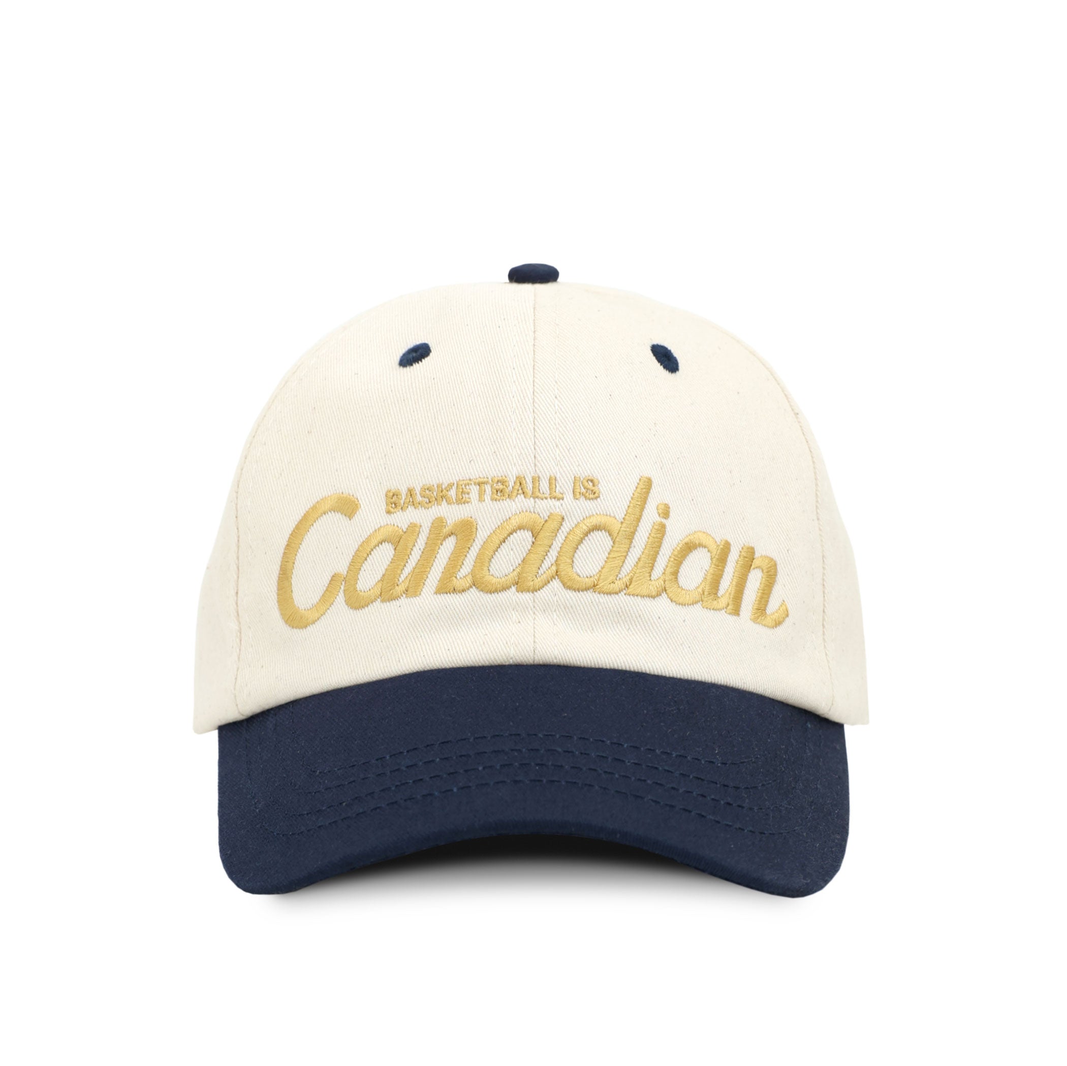 Made in Canada 100% Cotton Basketball is Canadian Hat Navy and Natural - Province of Canada