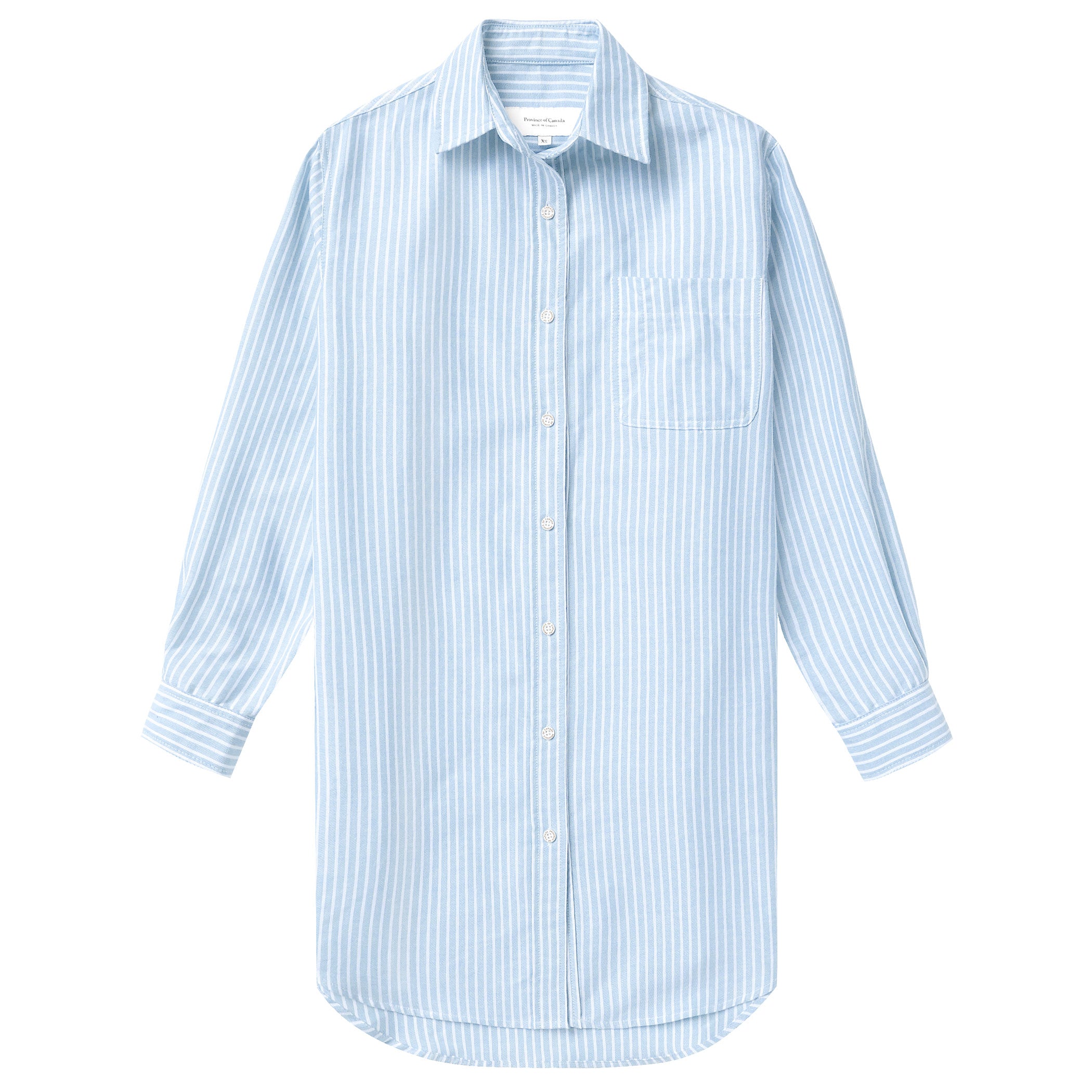 Made in Canada 100% Cotton Oxford Wide Stripe Dress Blue - Province of Canada