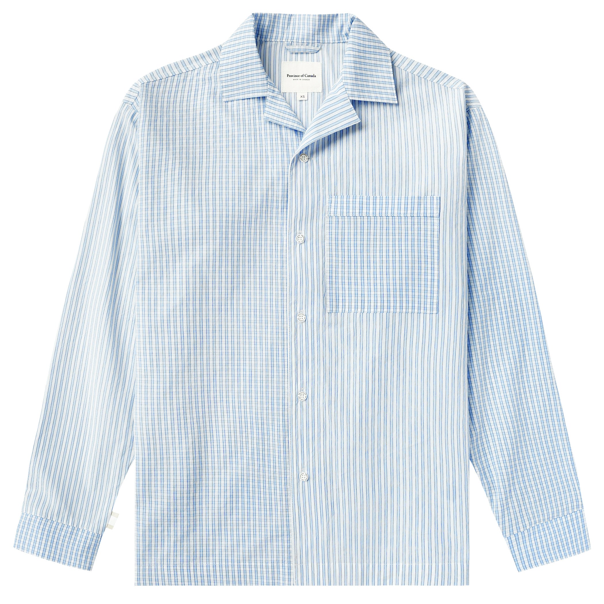Made in Canada 100% Cotton Pyjama Shirt Blue Patchwork - Unisex - Province of Canada