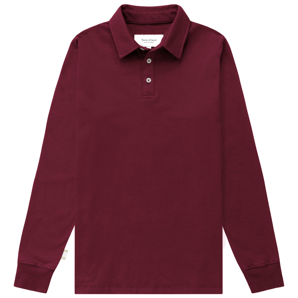Made in Canada 100% Organic Cotton Sunday Polo Long Sleeve Shirt Burgundy - Unisex - Province of Canada