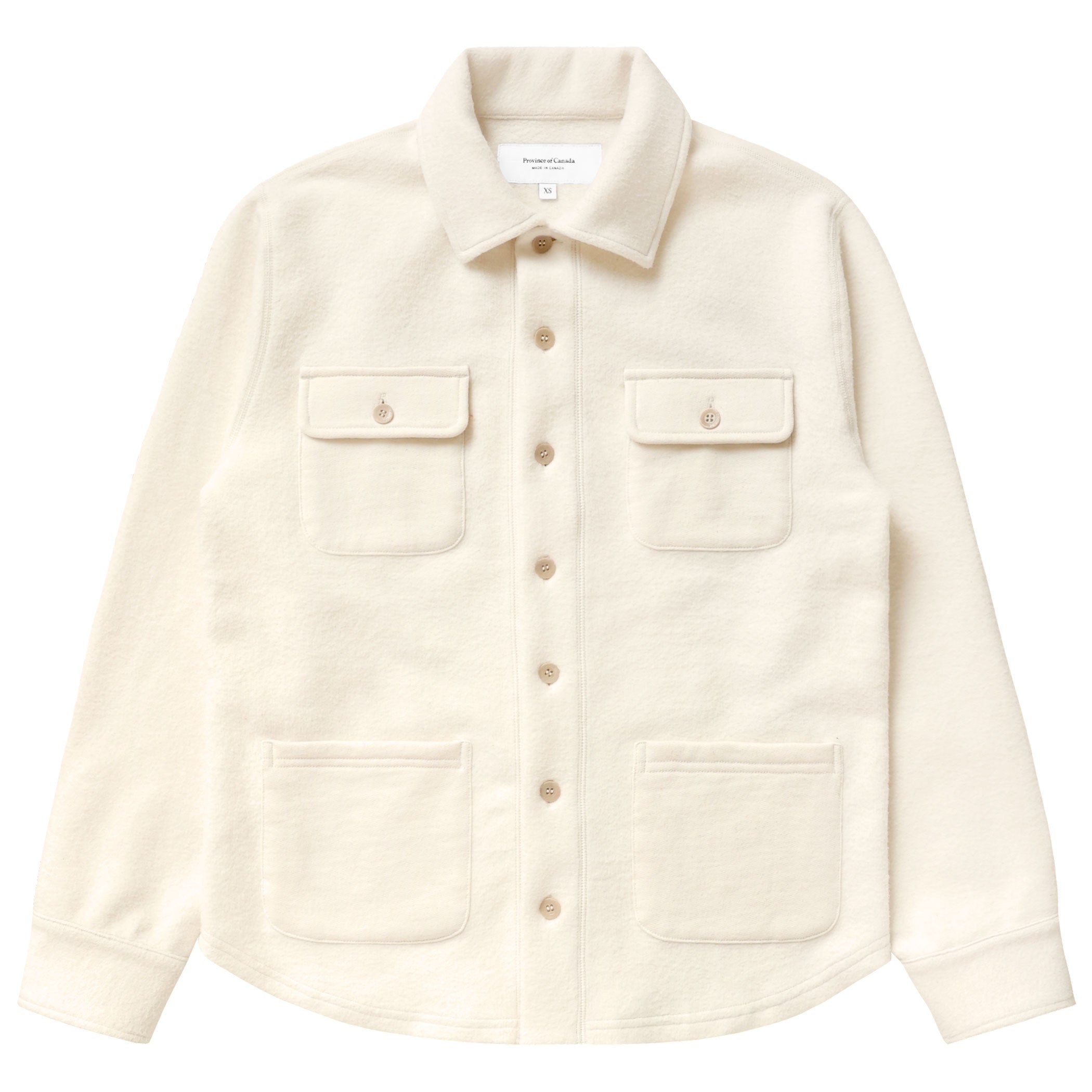 Made in Canada 100% Cotton Reverse Fleece Overshirt Light-Jacket Cream - Unisex - Province of Canada