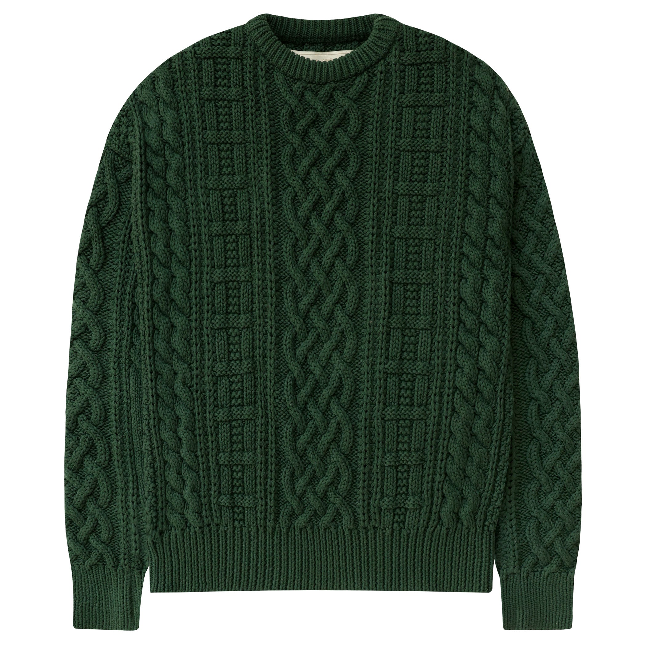 Made in Canada 100% Cotton Ivy Cable Knit Sweater Forest Green - Unisex - Province of Canada