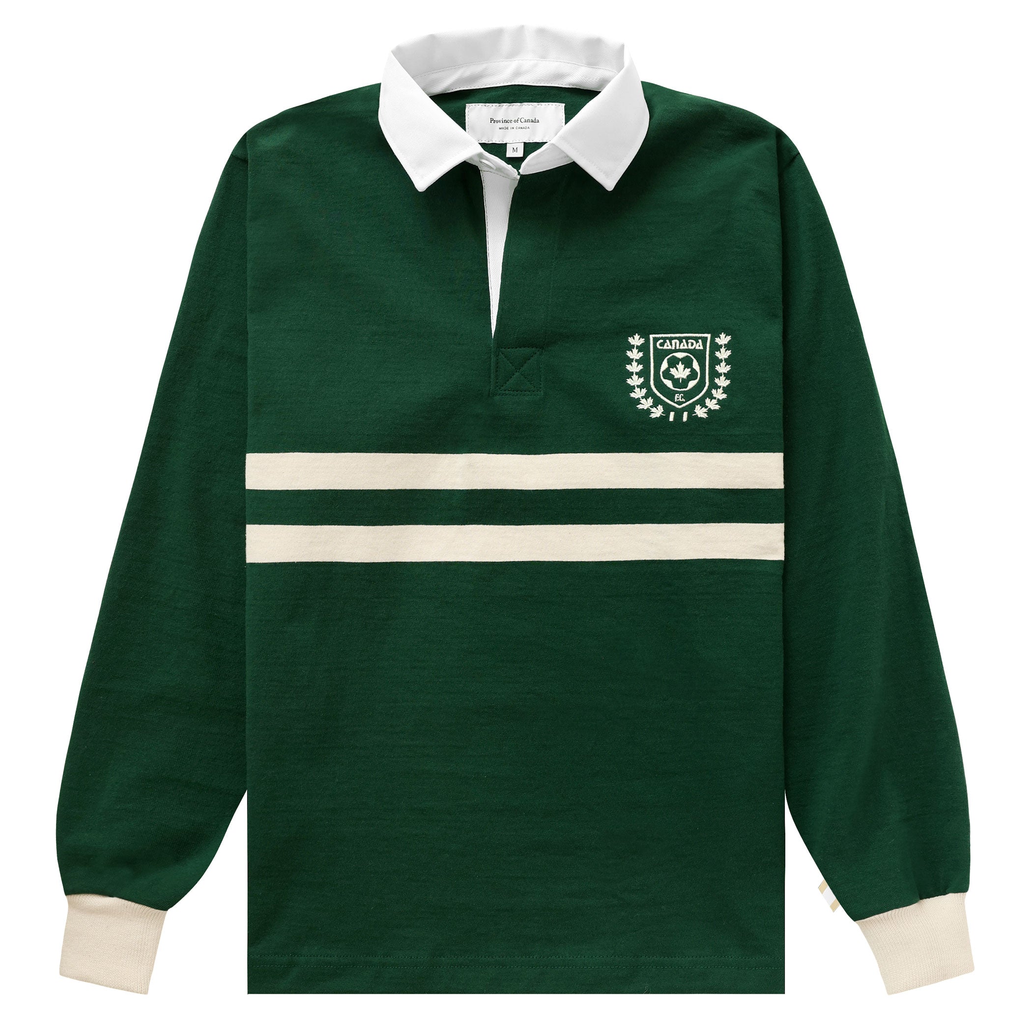 Made in Canada 100% Cotton Canada Crest Long Sleeve Polo Forest - Unisex - Province of Canada