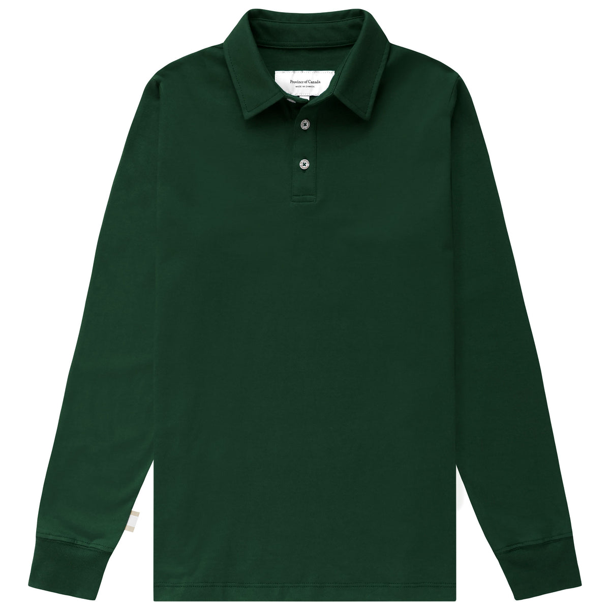Made in Canada 100% Organic Cotton Sunday Polo Long Sleeve Shirt Forest - Unisex - Province of Canada