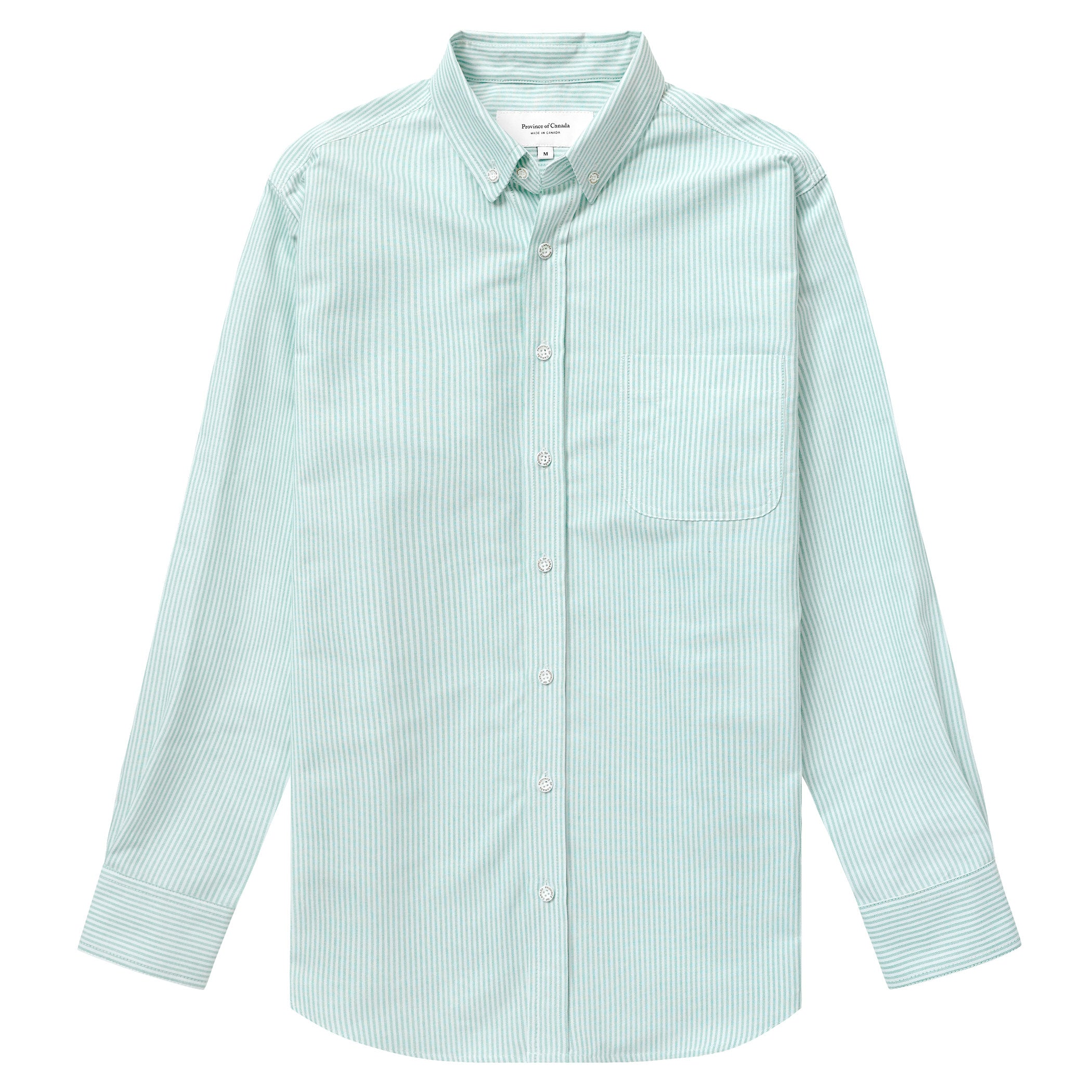 Made in Canada 100% Cotton Oxford Stripe Button Down Shirt Green - Unisex - Province of Canada