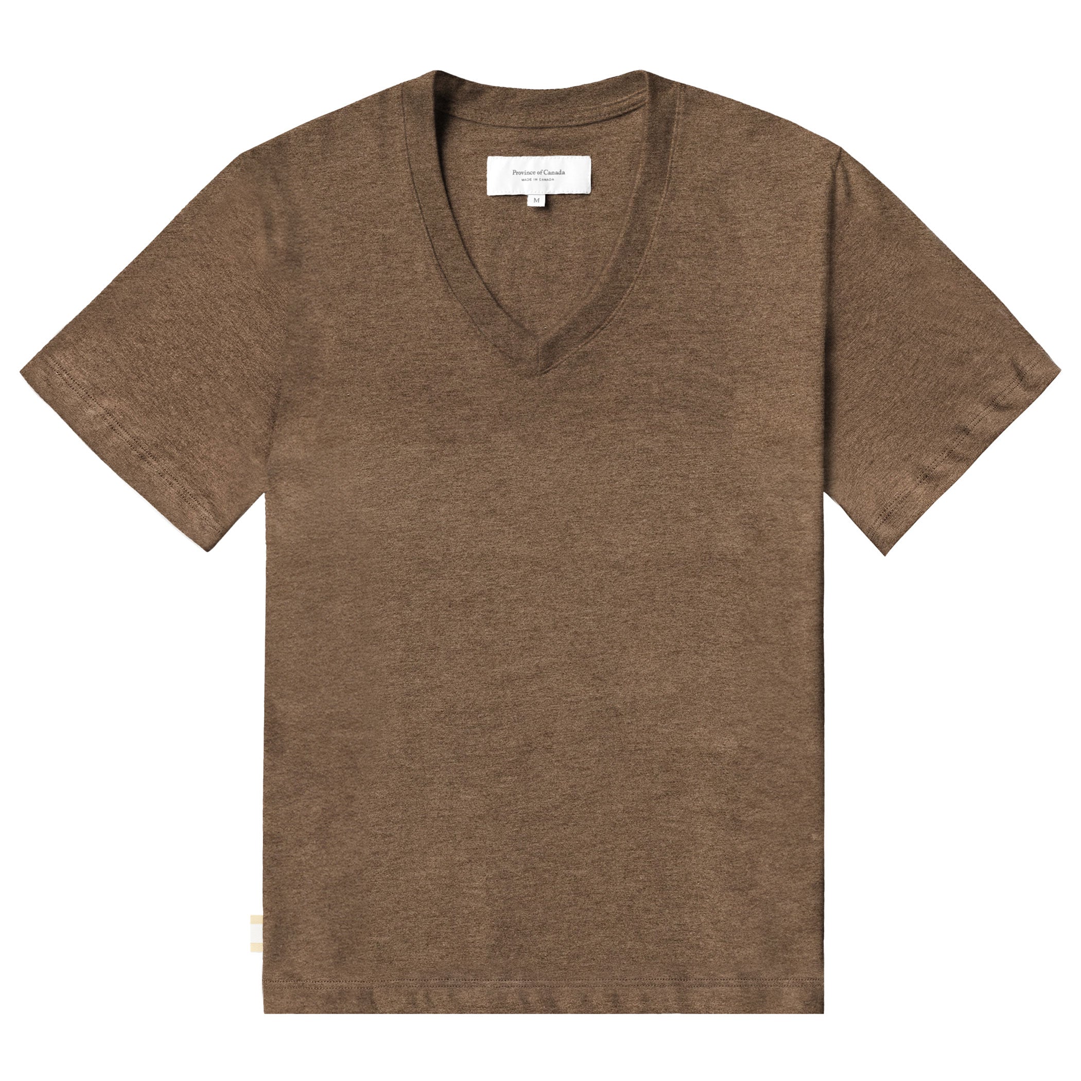Made in Canada Friday V-Neck Tee Heather Brown 100% Organic Cotton - Province of Canada