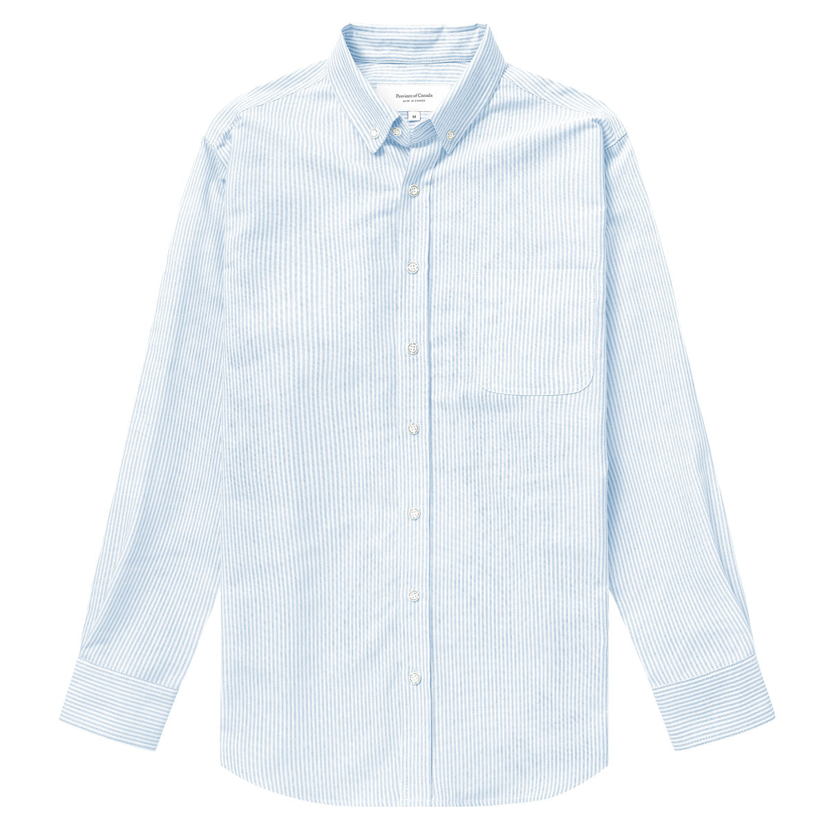 Made in Canada 100% Cotton Oxford Stripe Button Down Shirt Light Blue - Unisex - Province of Canada