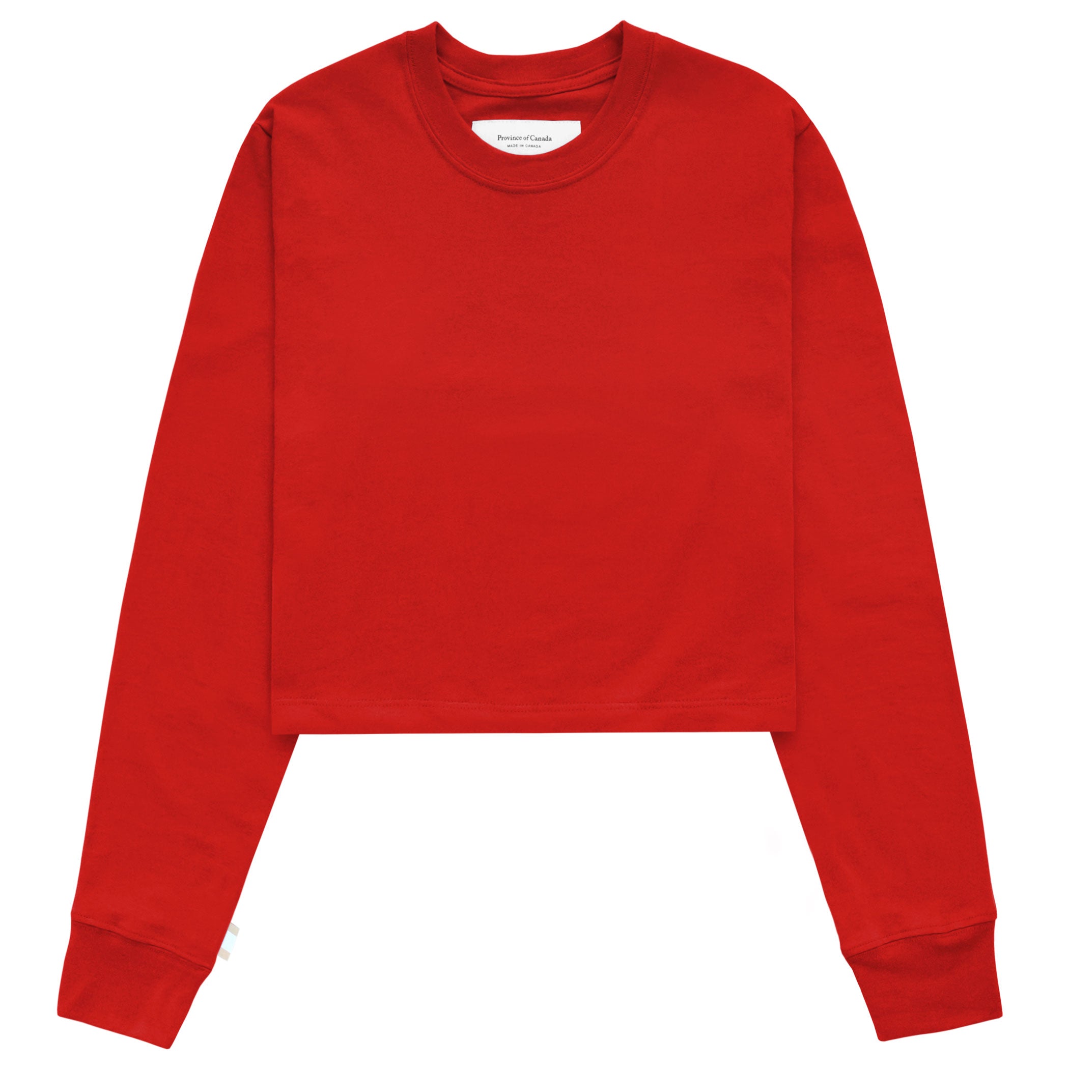 Made in Canada 100% Organic Cotton Monday Long Sleeve Crop Top Red - Unisex - Province of Canada