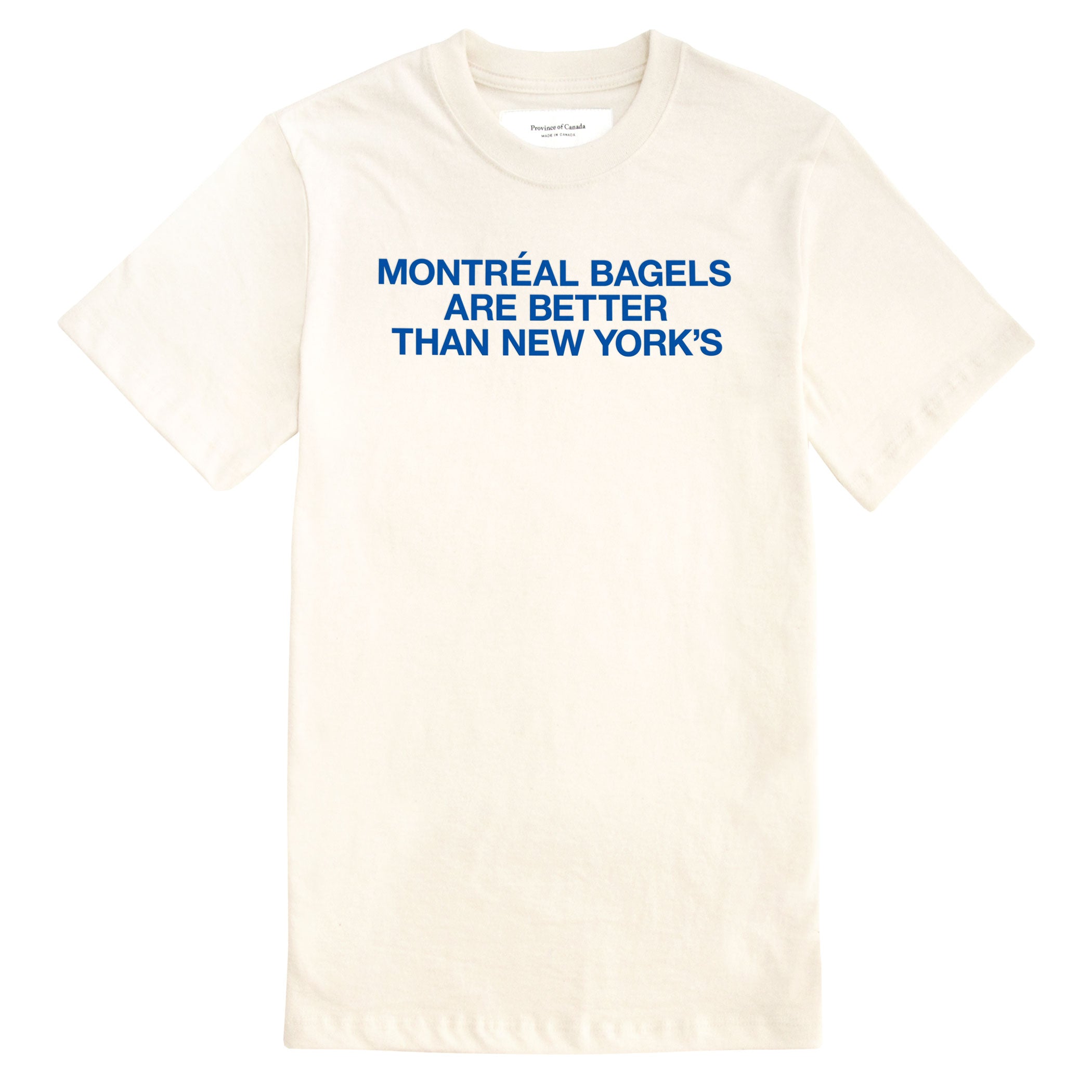 Made in Canada 100% Organic Cotton Montreal Bagels Tee Natural - Unisex - Province of Canada