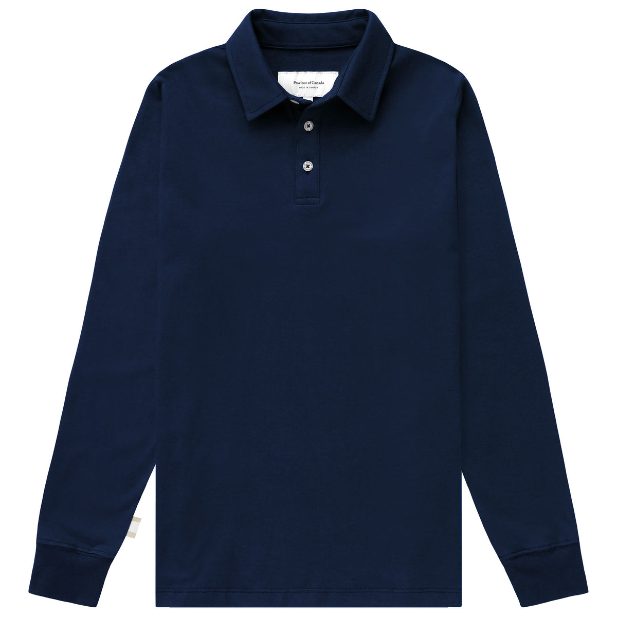 Made in Canada 100% Organic Cotton Sunday Polo Long Sleeve Shirt Navy - Unisex - Province of Canada