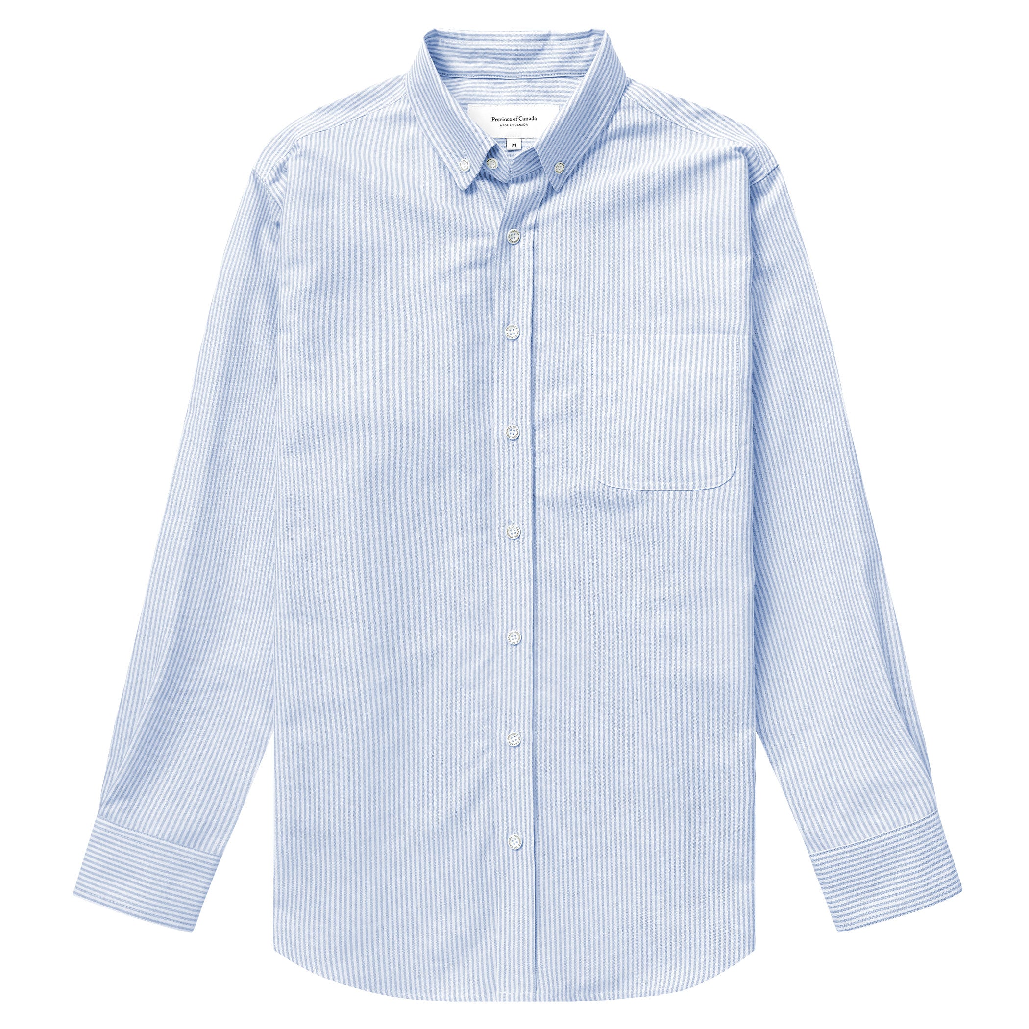 Made in Canada 100% Cotton Oxford Stripe Button Down Shirt Royal Blue - Unisex - Province of Canada