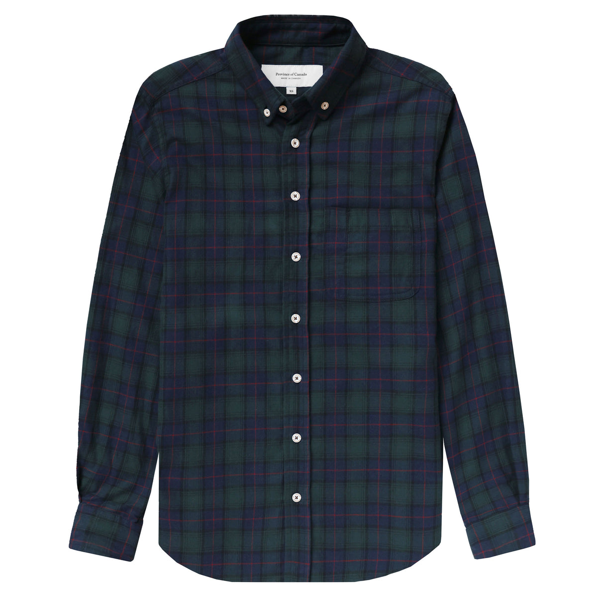 Made in Canada 100% Cotton Navy Plaid Flannel Shirt Navy Green Red - Unisex - Province of Canada