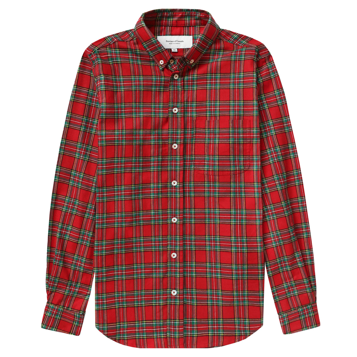 Made in Canada 100% Cotton Red Plaid Flannel Shirt Red Green Yellow - Unisex - Province of Canada