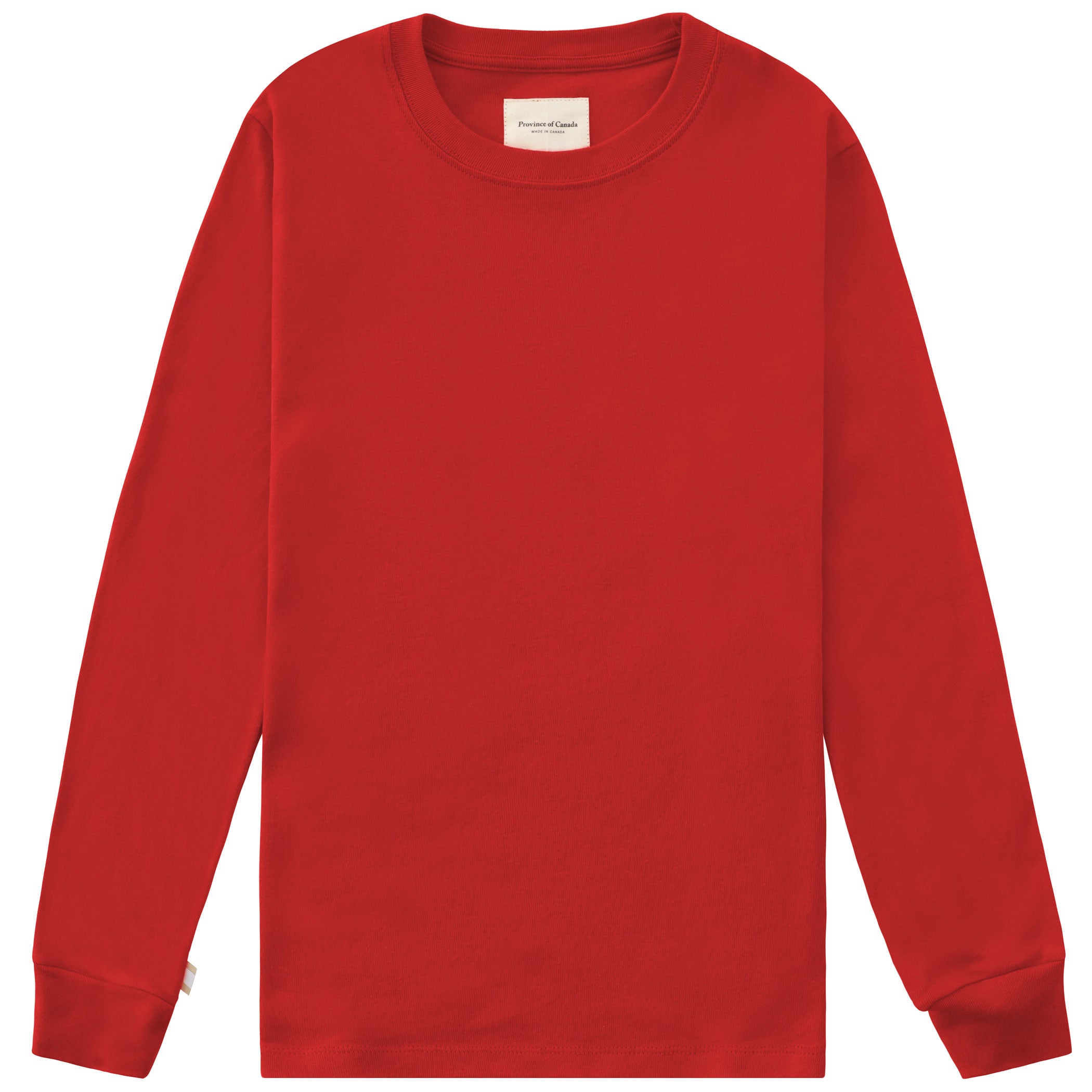 Made in Canada 100% Certified Organic Cotton Fine Ribbed Long Sleeve Tee Red - Unisex - Province of Canada