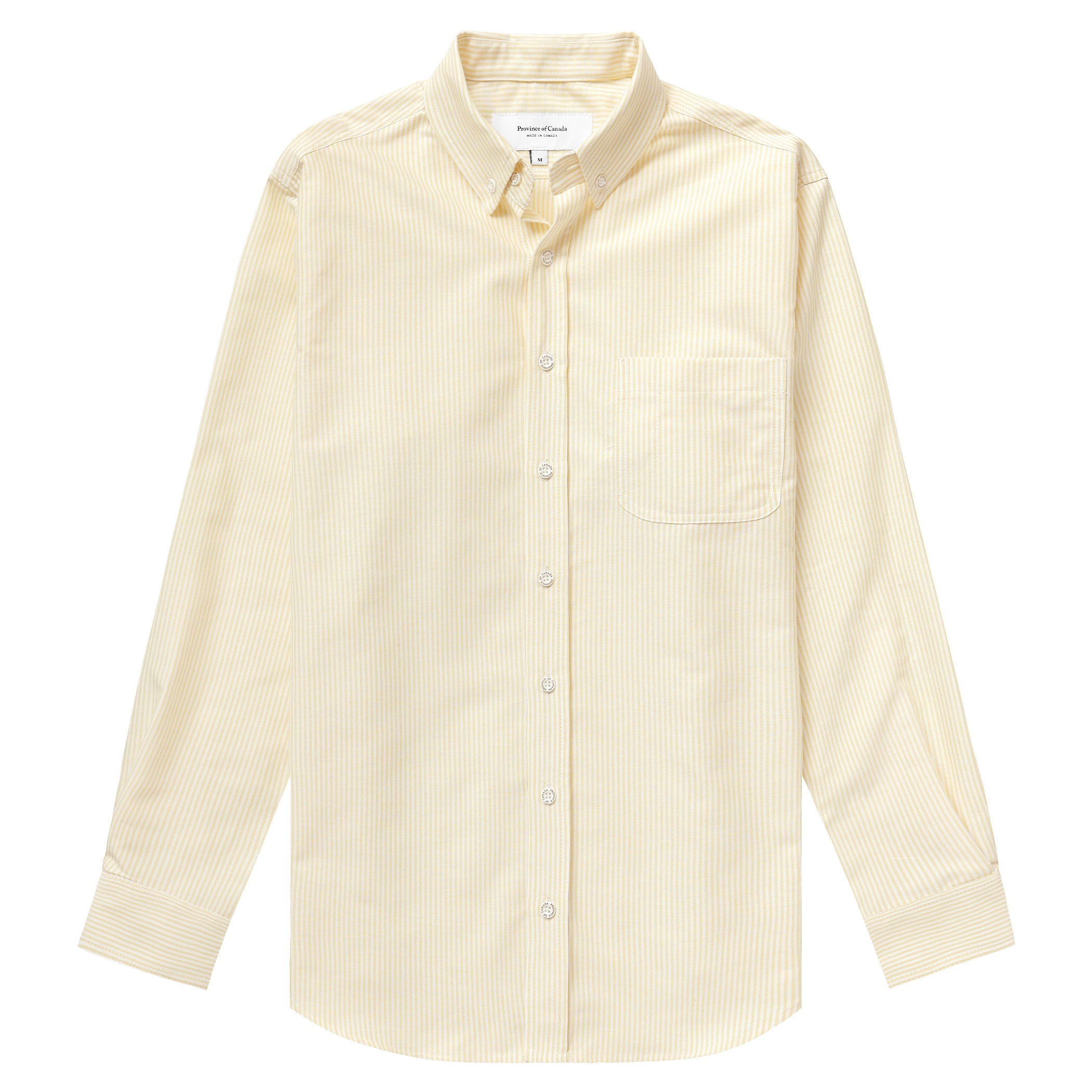 Made in Canada 100% Cotton Oxford Stripe Button Down Shirt Butter Yellow - Unisex - Province of Canada