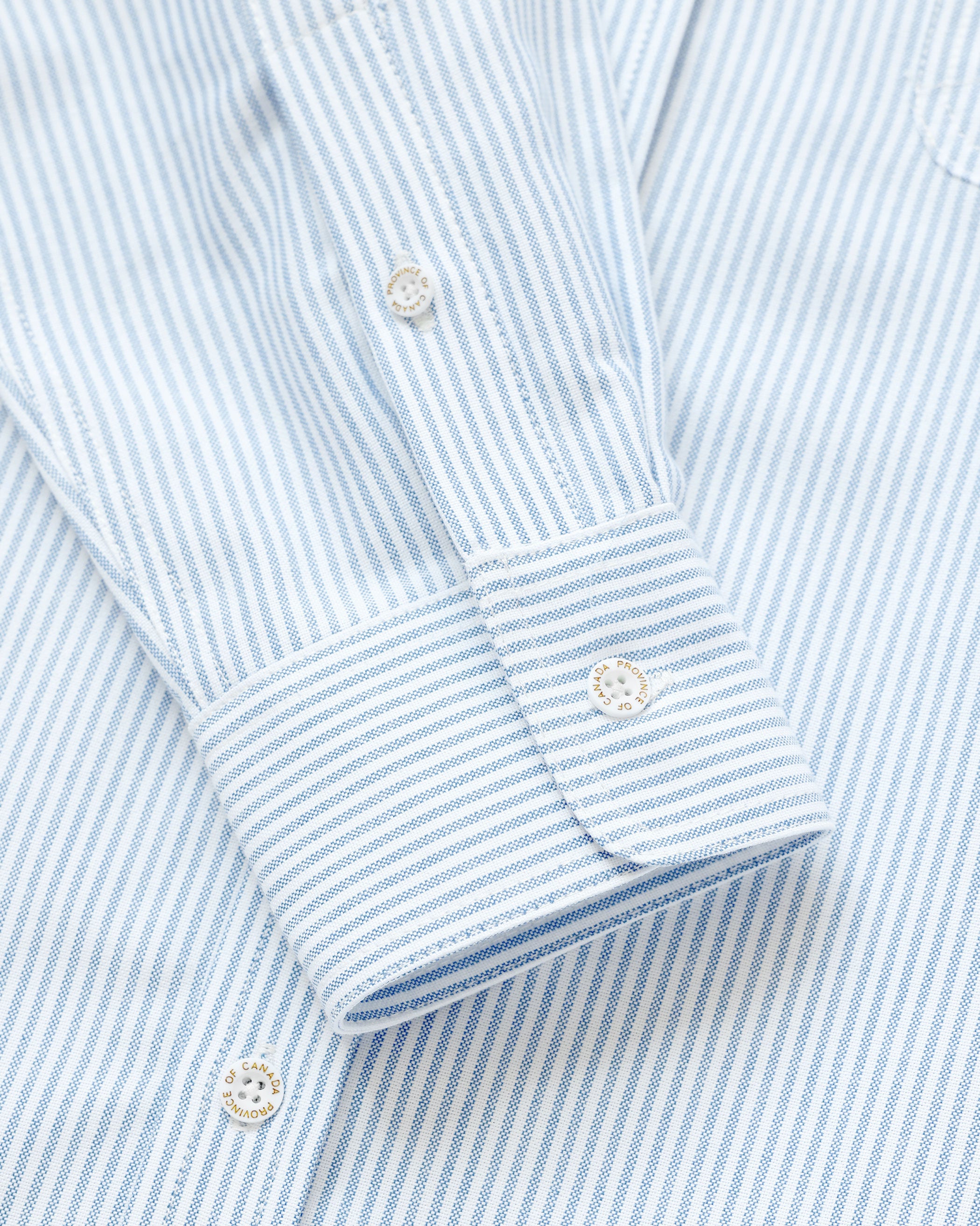Made in Canada 100% Cotton Oxford Stripe Button Down Shirt Light Blue - Unisex - Province of Canada