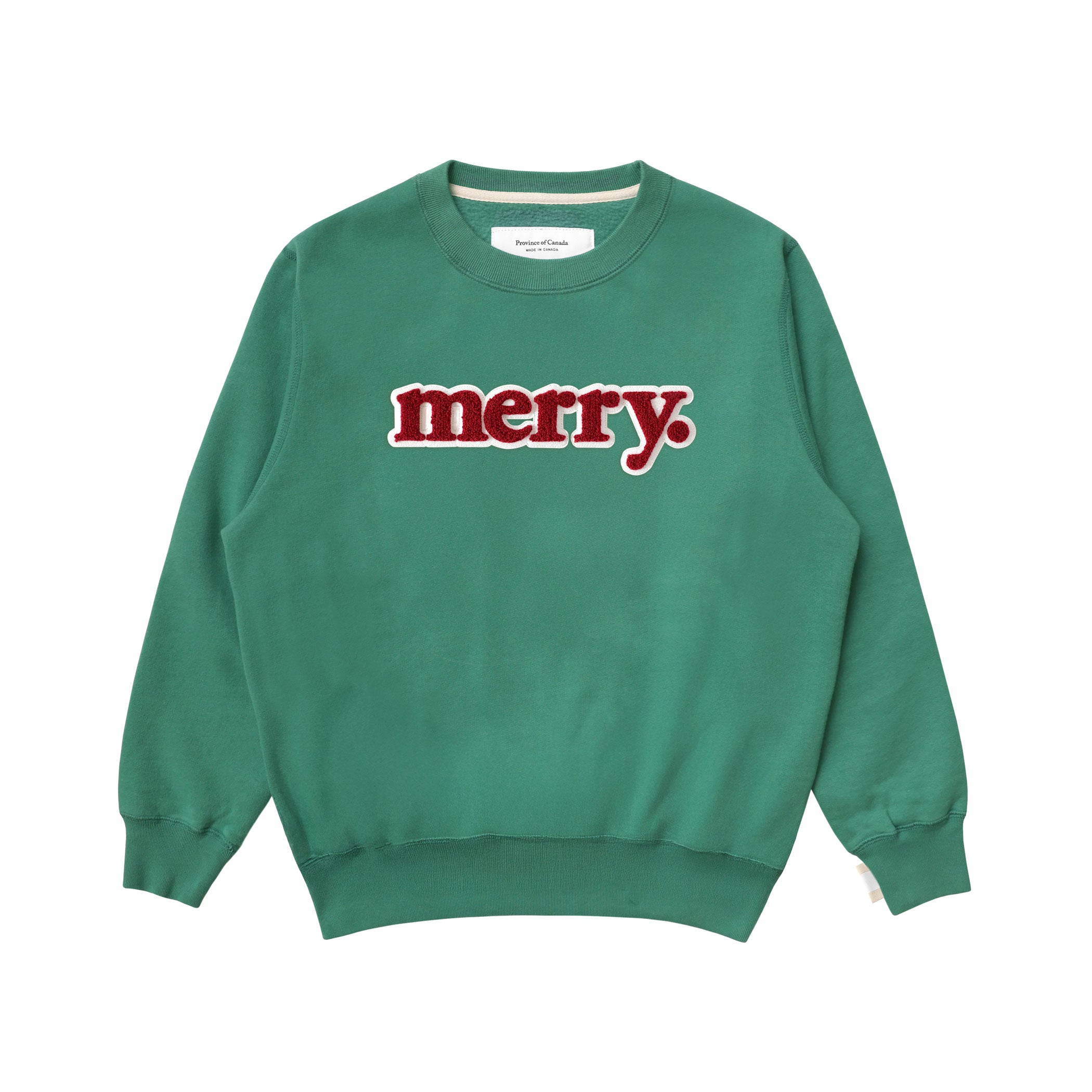 Made in Canada Fleece Christmas Kids Merry Sweatshirt Green - Unisex - Province of Canada