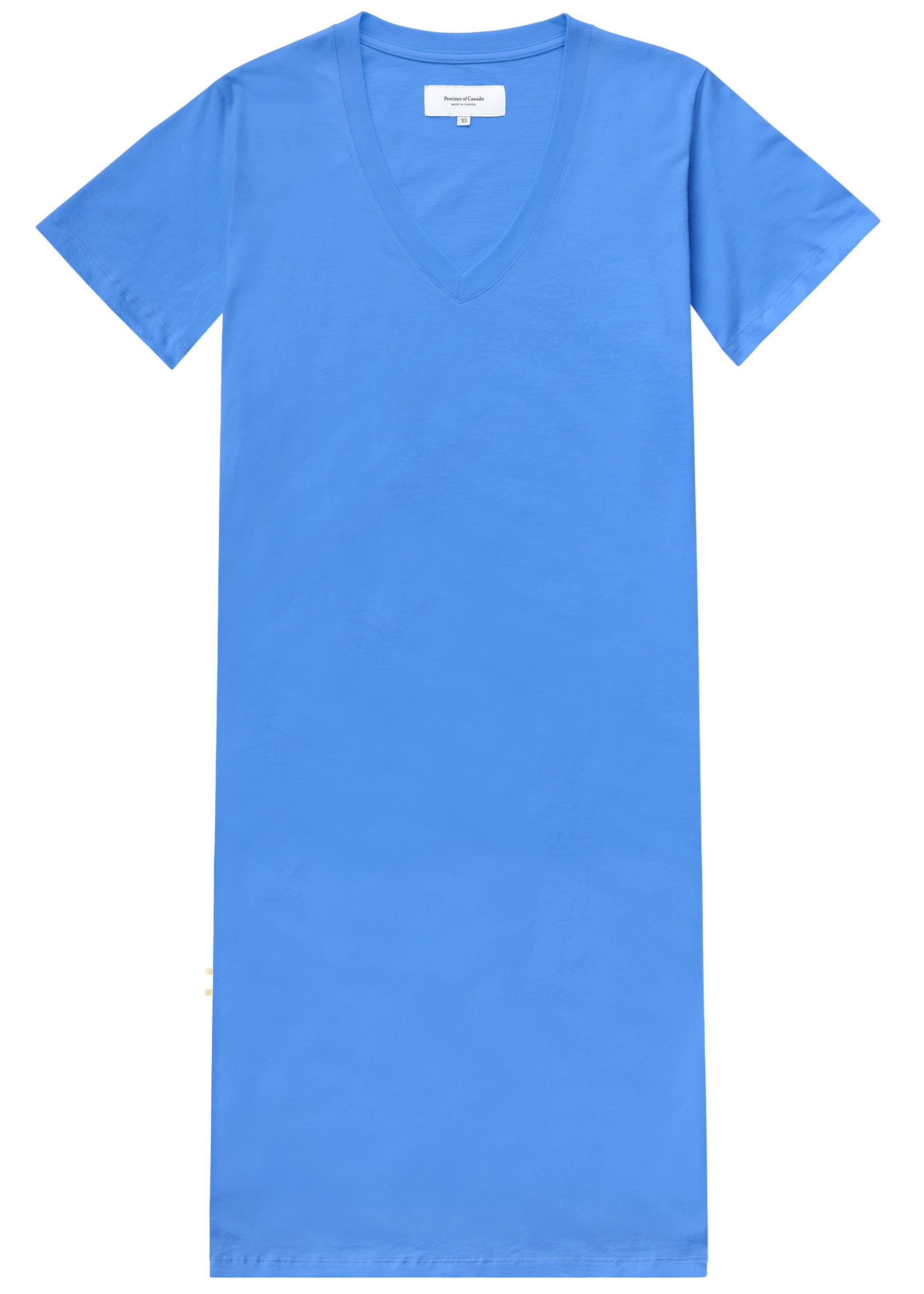 Made in Canada 100% Organic Cotton V-Neck Midi T-Shirt Dress Super Blue Province of Canada