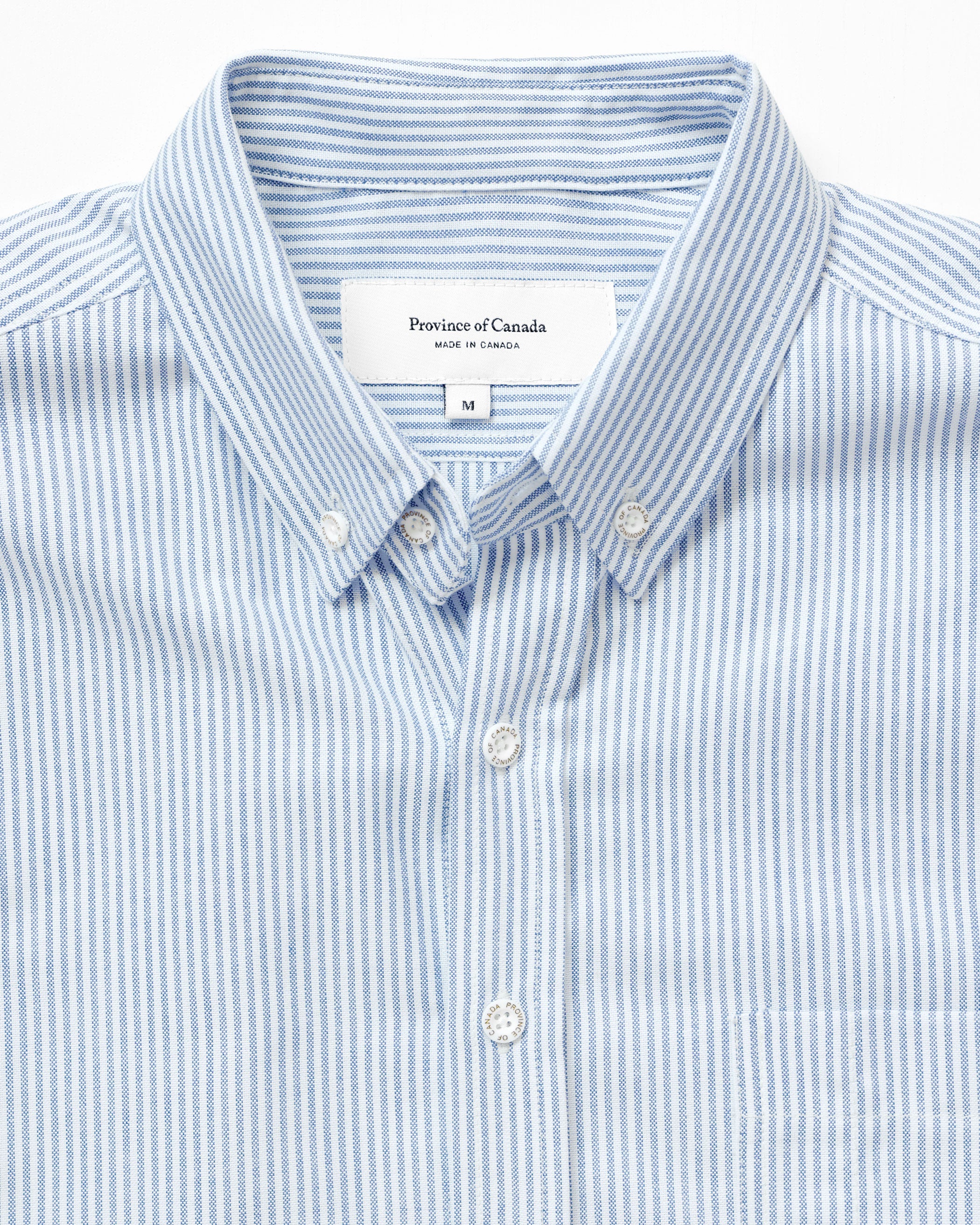 Made in Canada 100% Cotton Oxford Stripe Button Down Shirt Royal Blue - Unisex - Province of Canada
