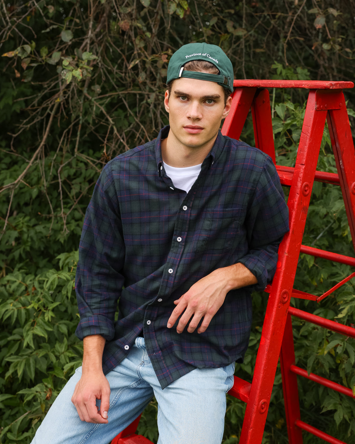 Made in Canada 100% Cotton Navy Plaid Flannel Shirt Navy Green Red - Unisex - Province of Canada