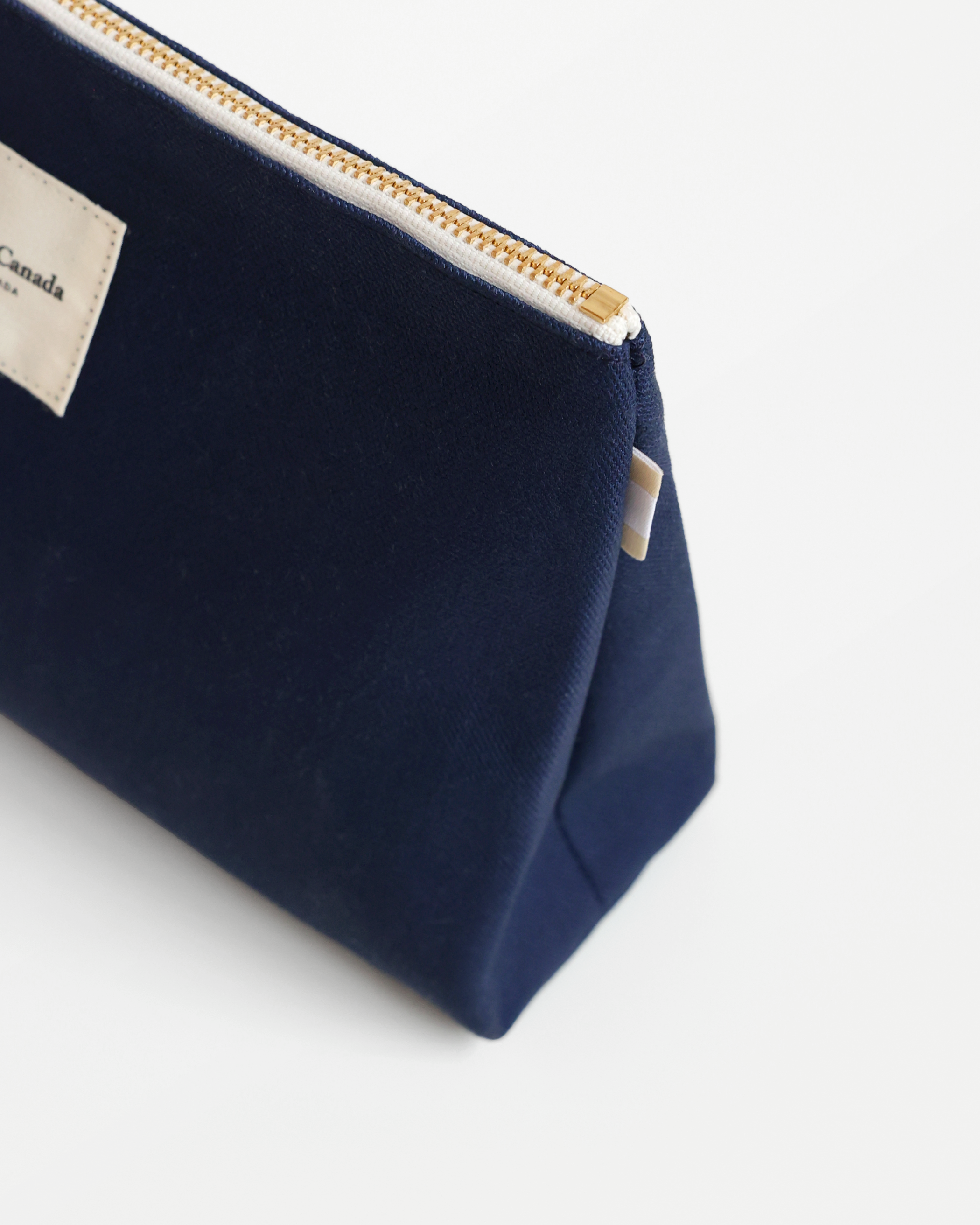 Made in Canada 100% Cotton Navy Blue Makeup Cord Organizer Pouch - Province of Canada