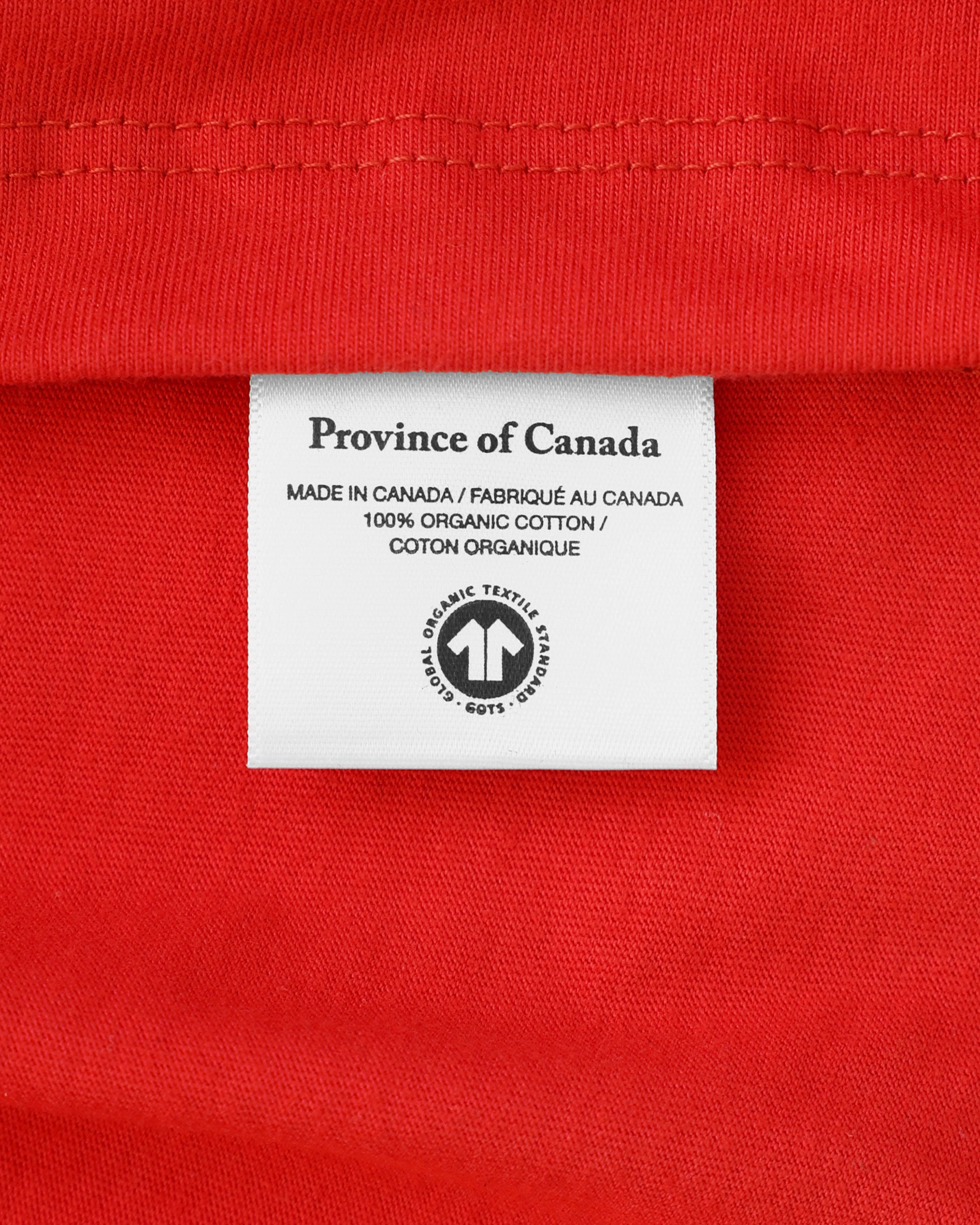 Made in Canada 100% Organic Cotton Monday Long Sleeve Crop Top Red - Unisex - Province of Canada