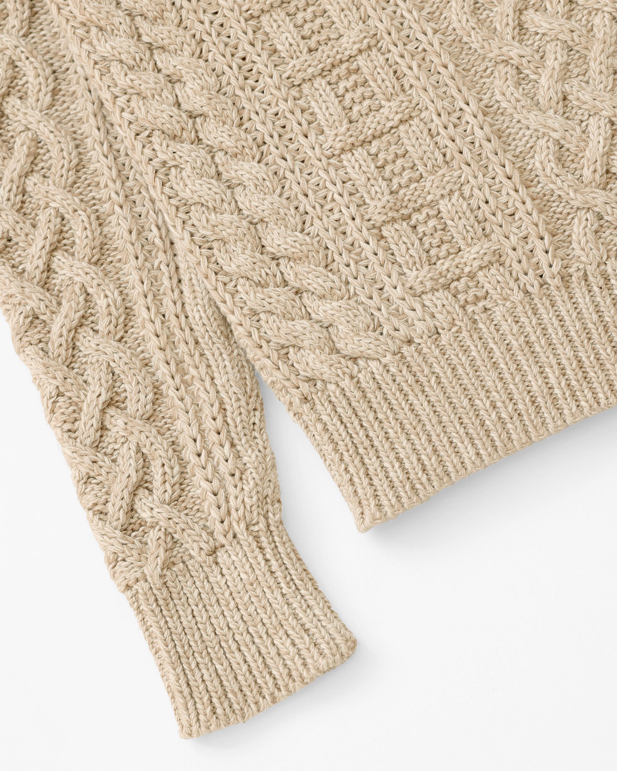 Made in Canada 100% Cotton Ivy Cable Knit Sweater Heather Beige - Unisex - Province of Canada