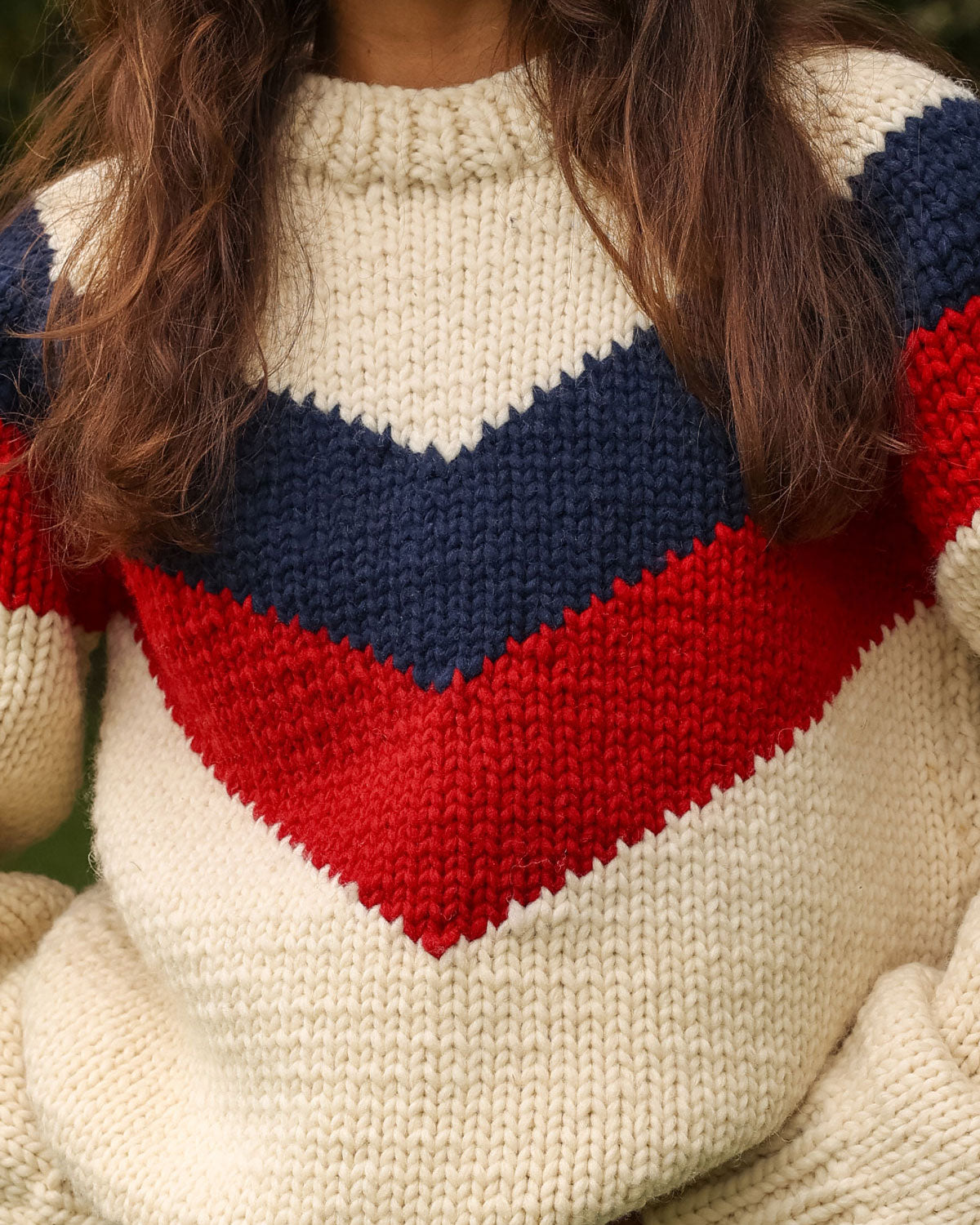 Made in Canada 100% Wool Hand Knit Chevron Sweater - Unisex - Province of Canada
