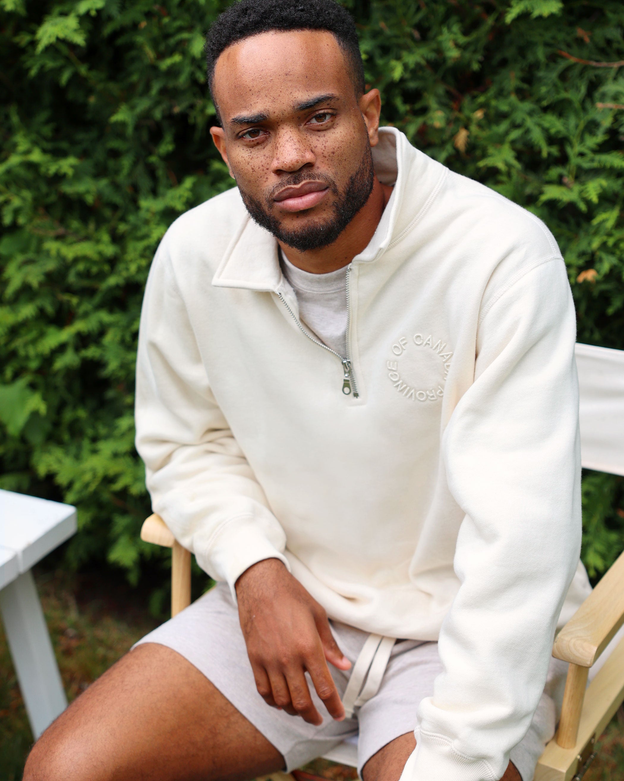 Province of Canada - Half Zip Fleece Sweatshirt Cream Unisex - Made in Canada